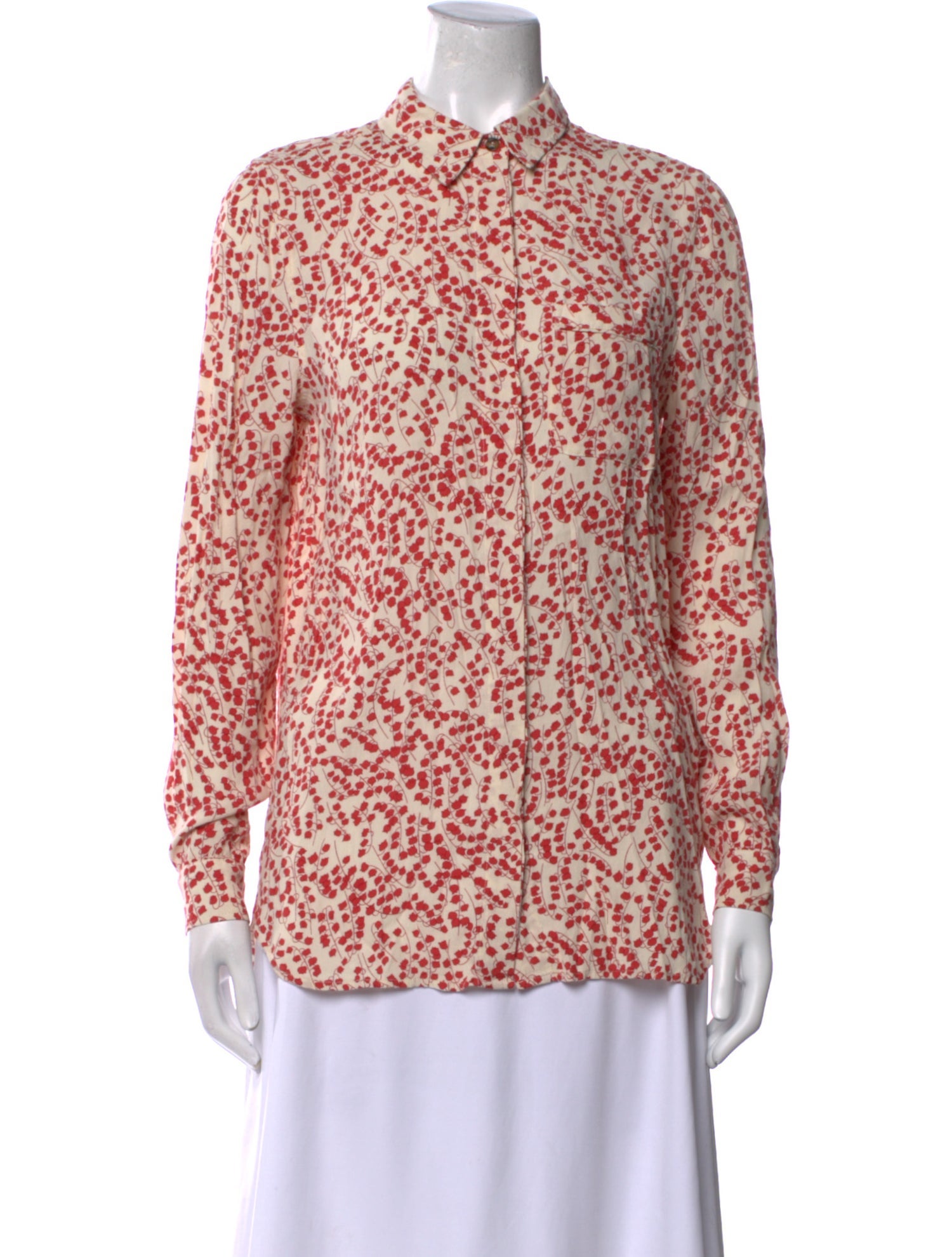 Ganni Floral Print Mock Neck Blouse