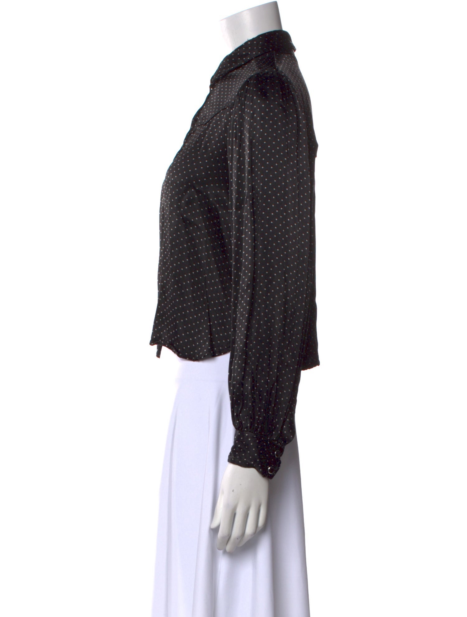 Ganni Polka Dot Print Mock Neck Crop Top