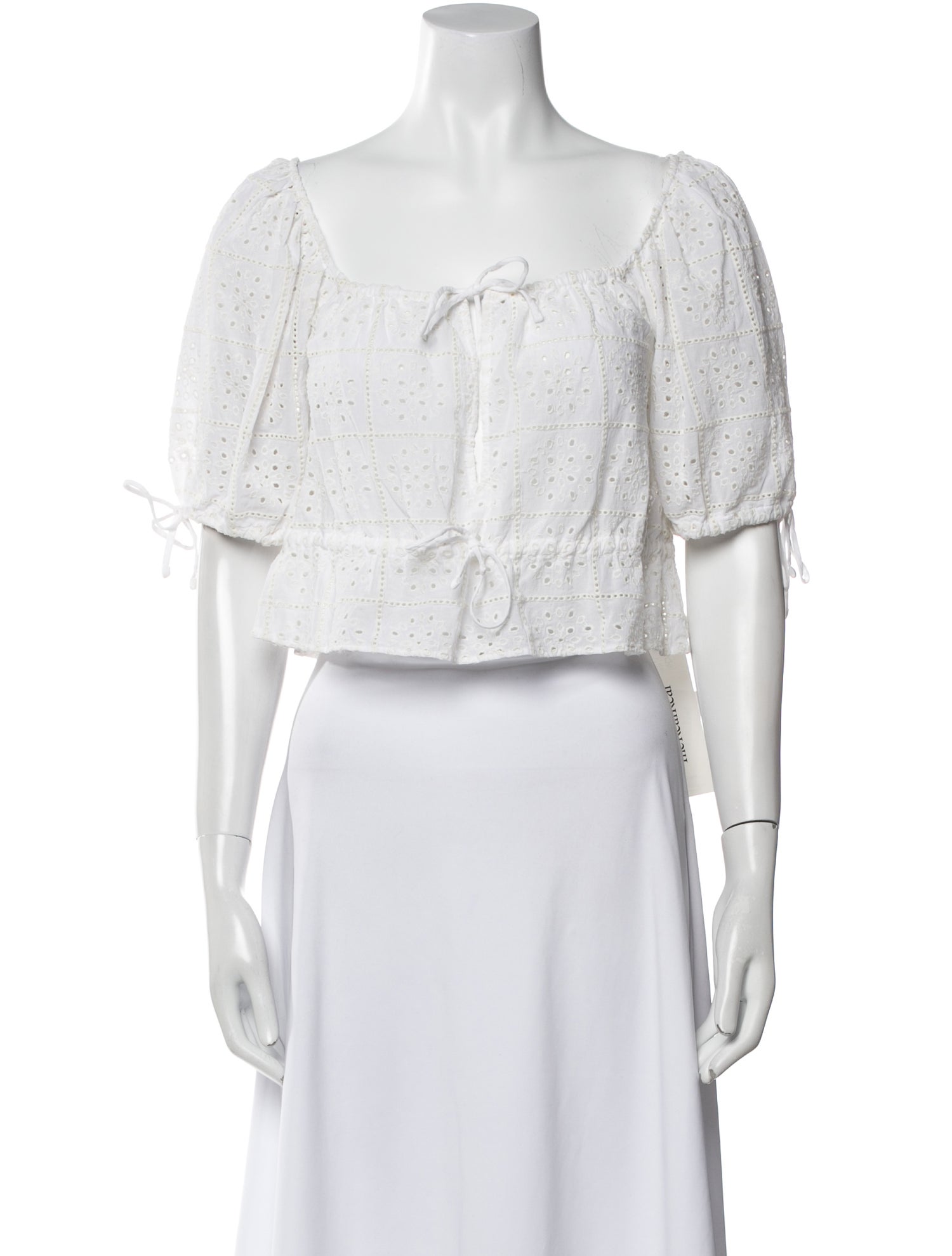 Ganni Square Neckline Short Sleeve Crop Top