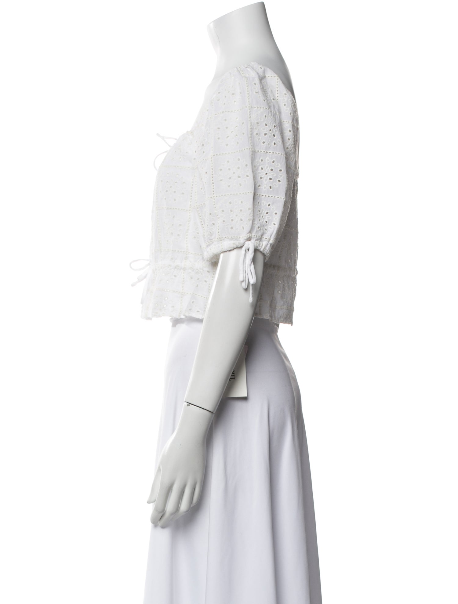 Ganni Square Neckline Short Sleeve Crop Top