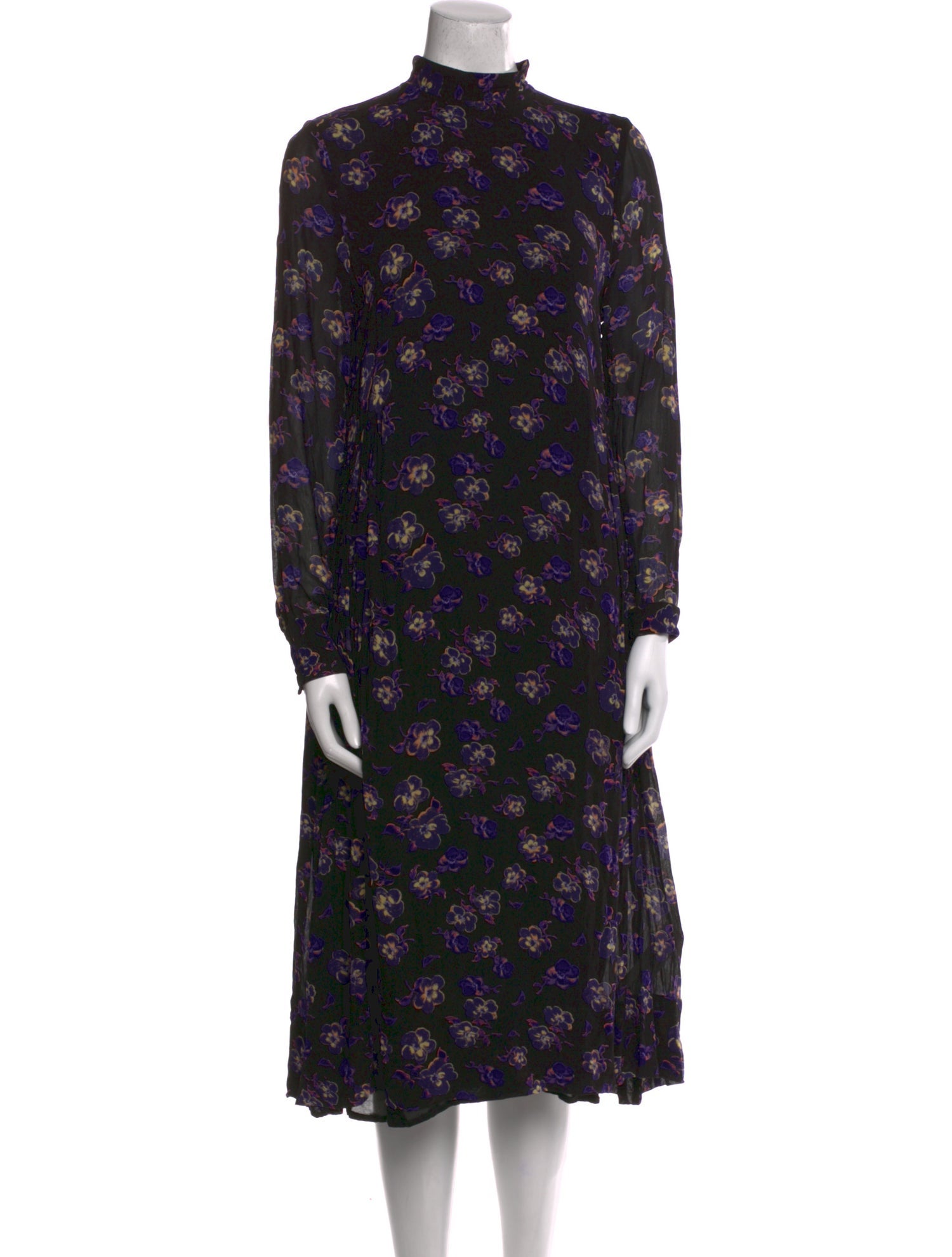 Ganni Floral Print Knee-Length Dress