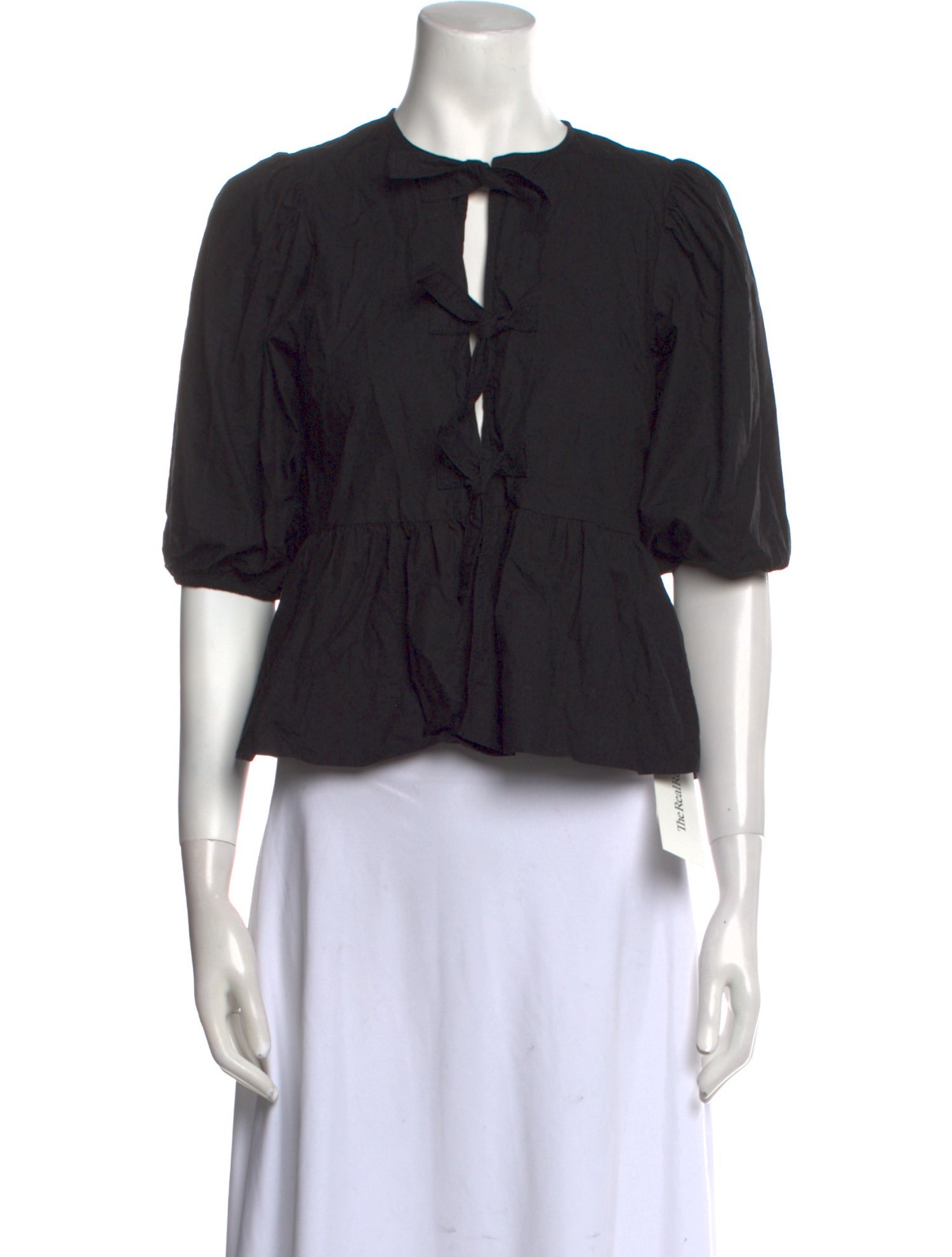 Ganni V-Neck Short Sleeve Crop Top