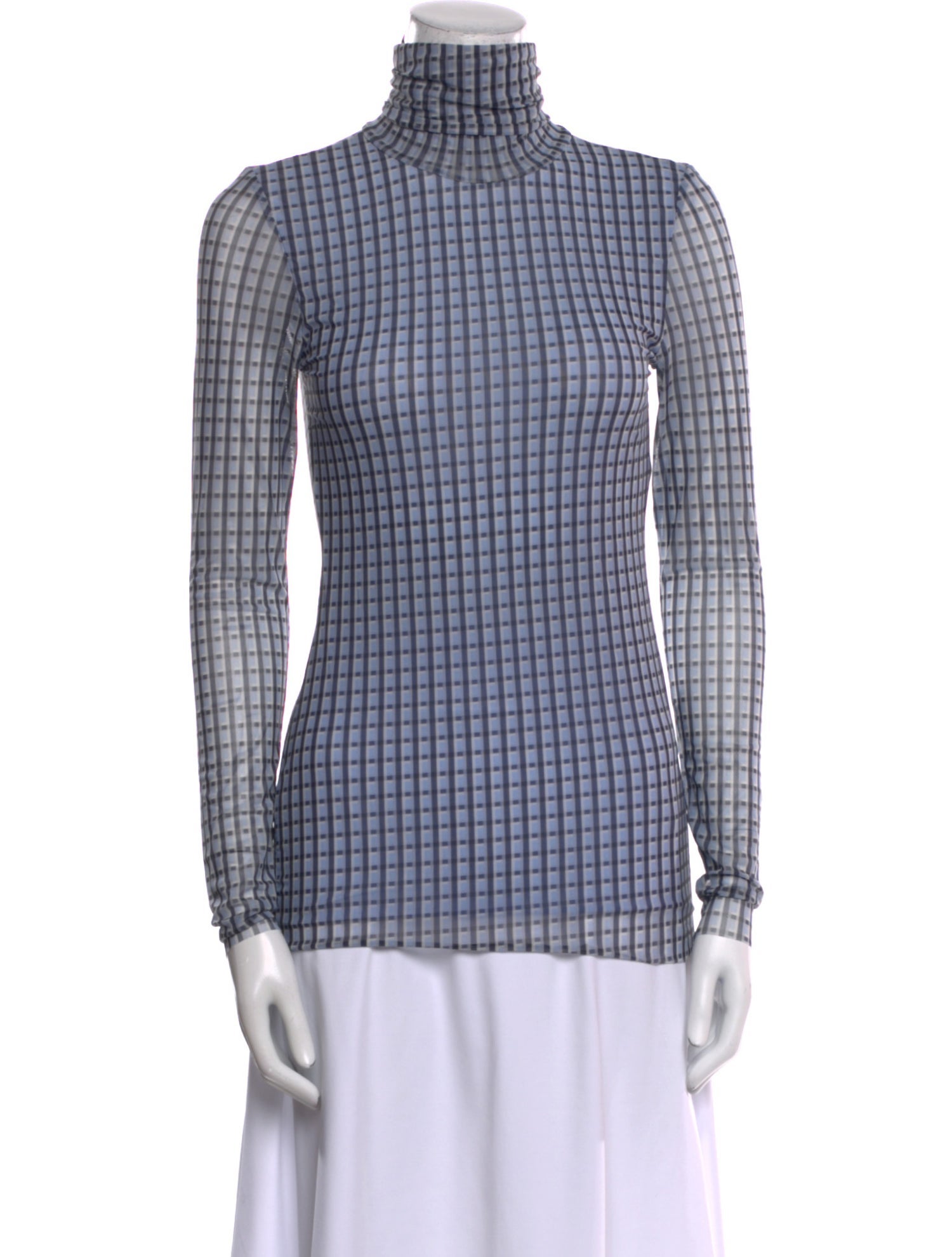 Ganni Plaid Print Turtleneck Top