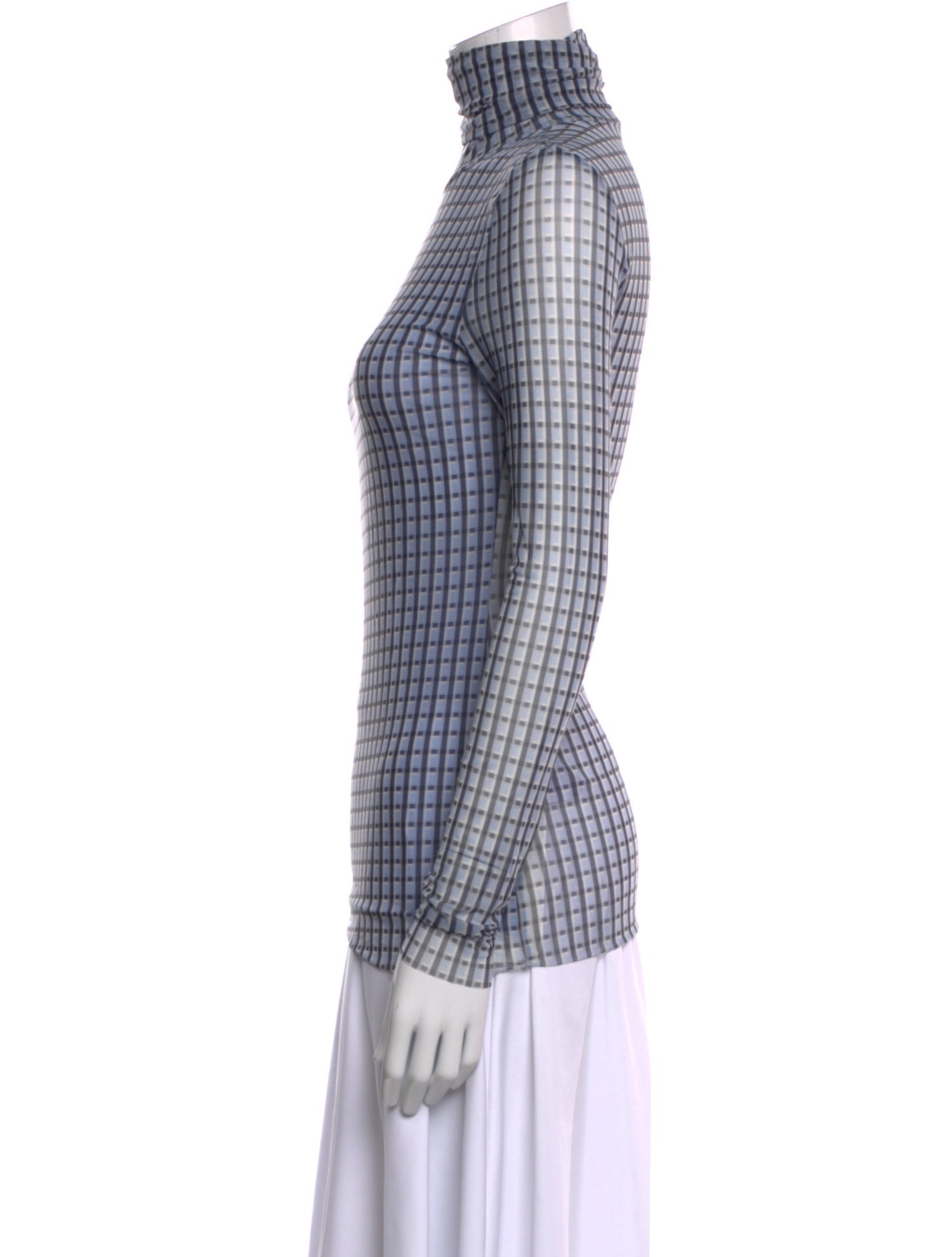 Ganni Plaid Print Turtleneck Top