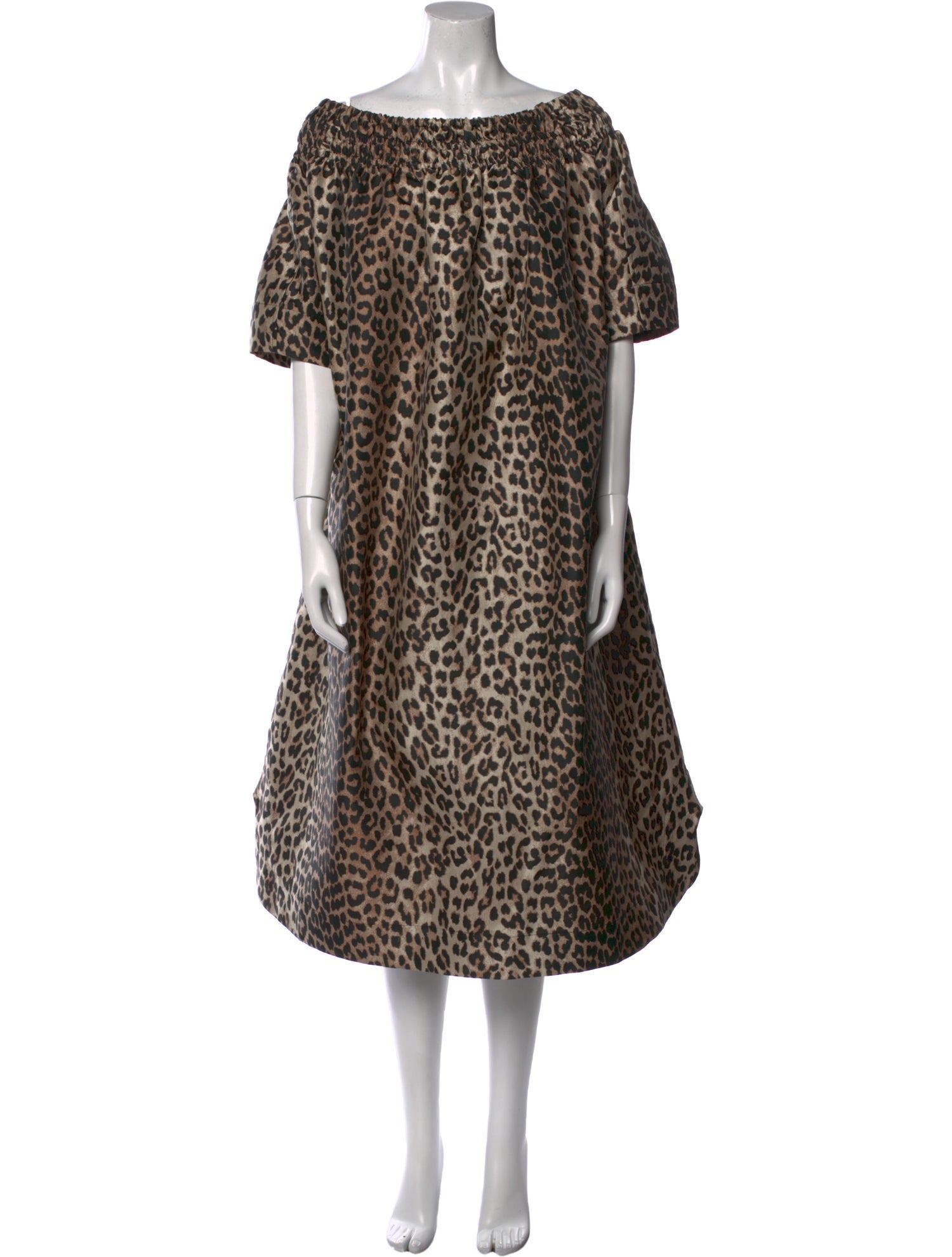 Ganni Animal Print Midi Length Dress