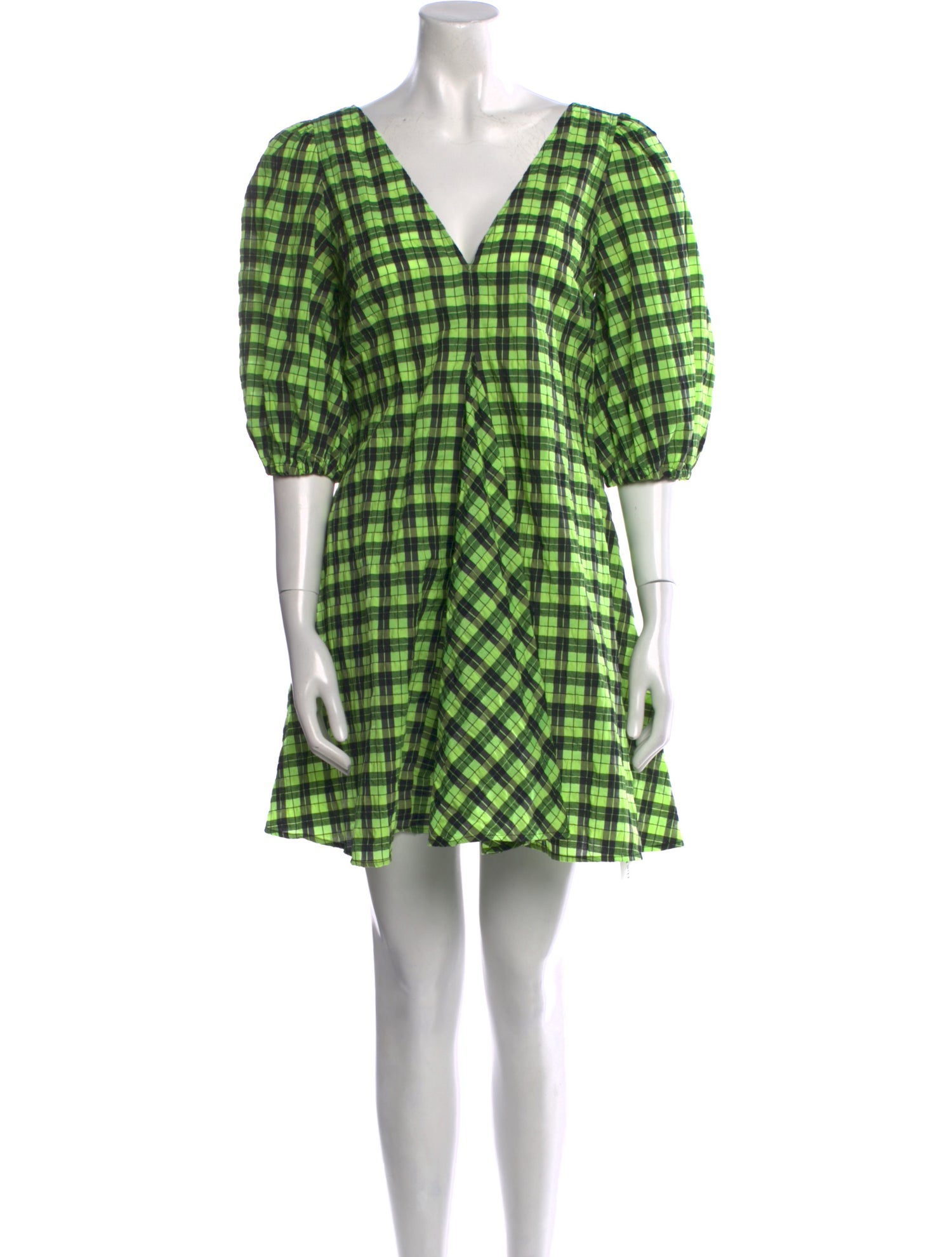 Ganni Plaid Print Mini Dress