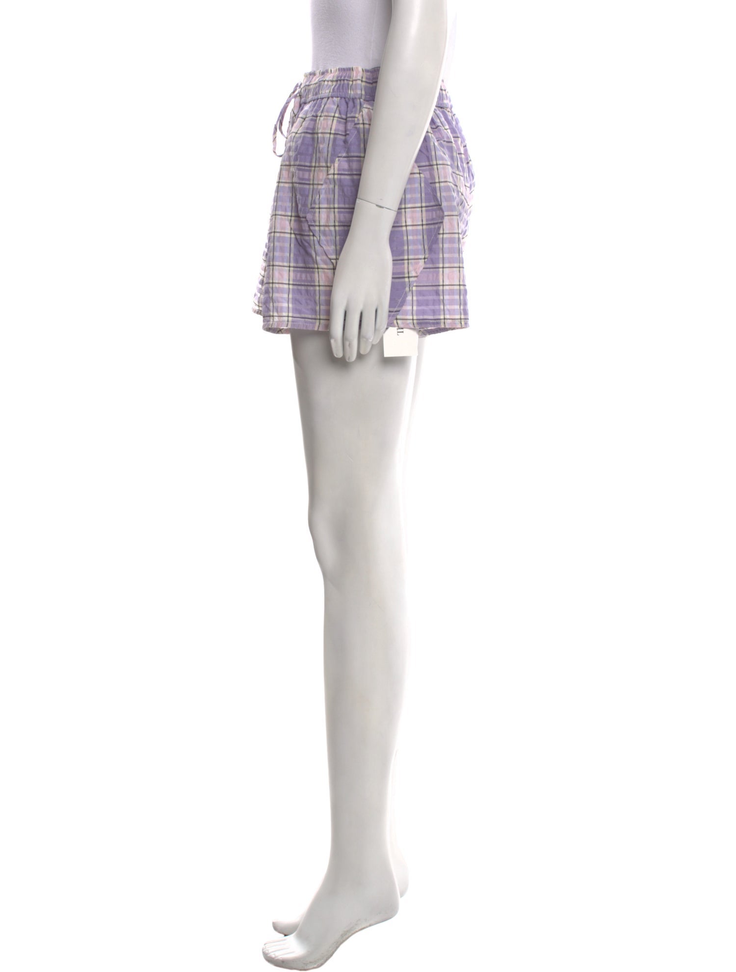 Ganni Plaid Print Mini Shorts