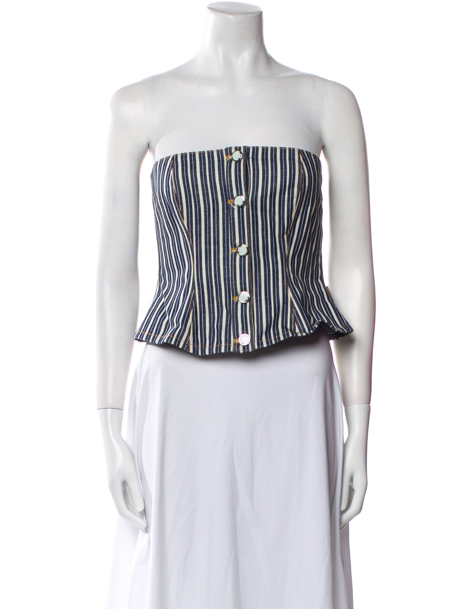 Ganni Striped Strapless Crop Top w/ Tags