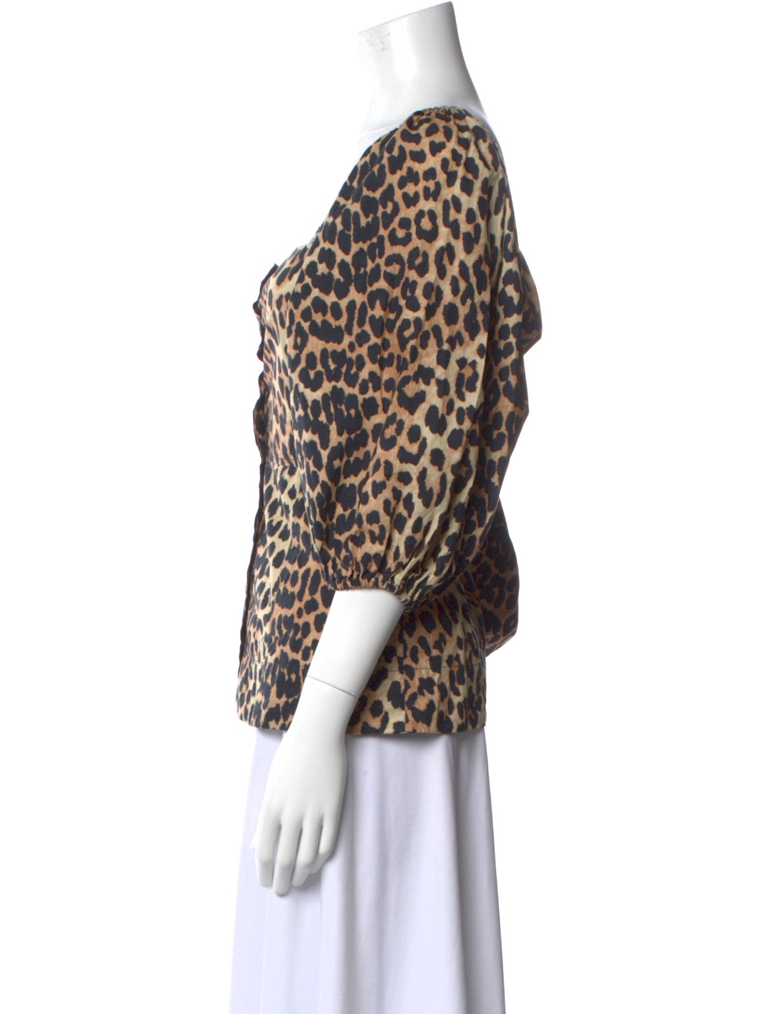 Ganni Animal Print Square Neckline Blouse