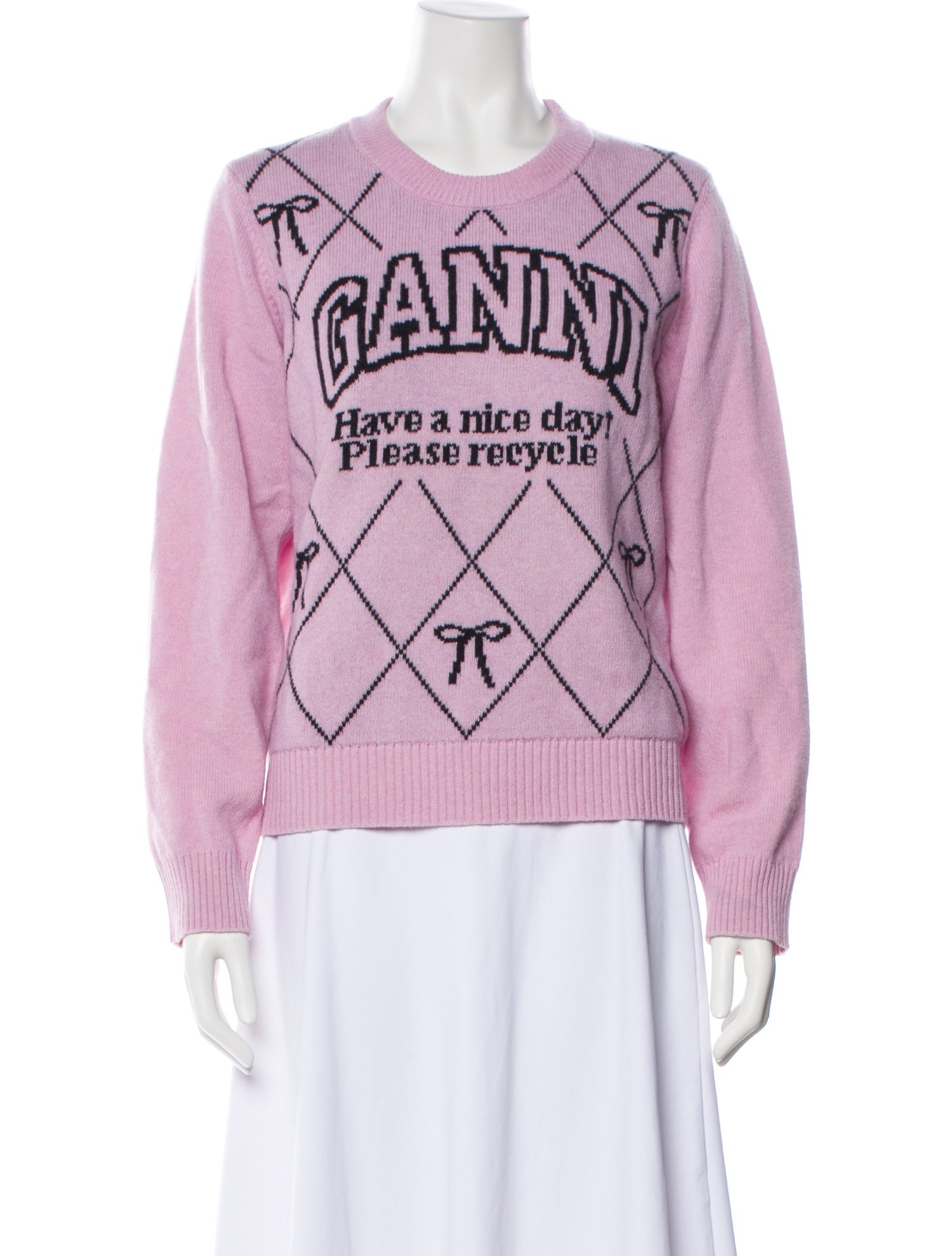 Ganni Wool Graphic Print Sweater