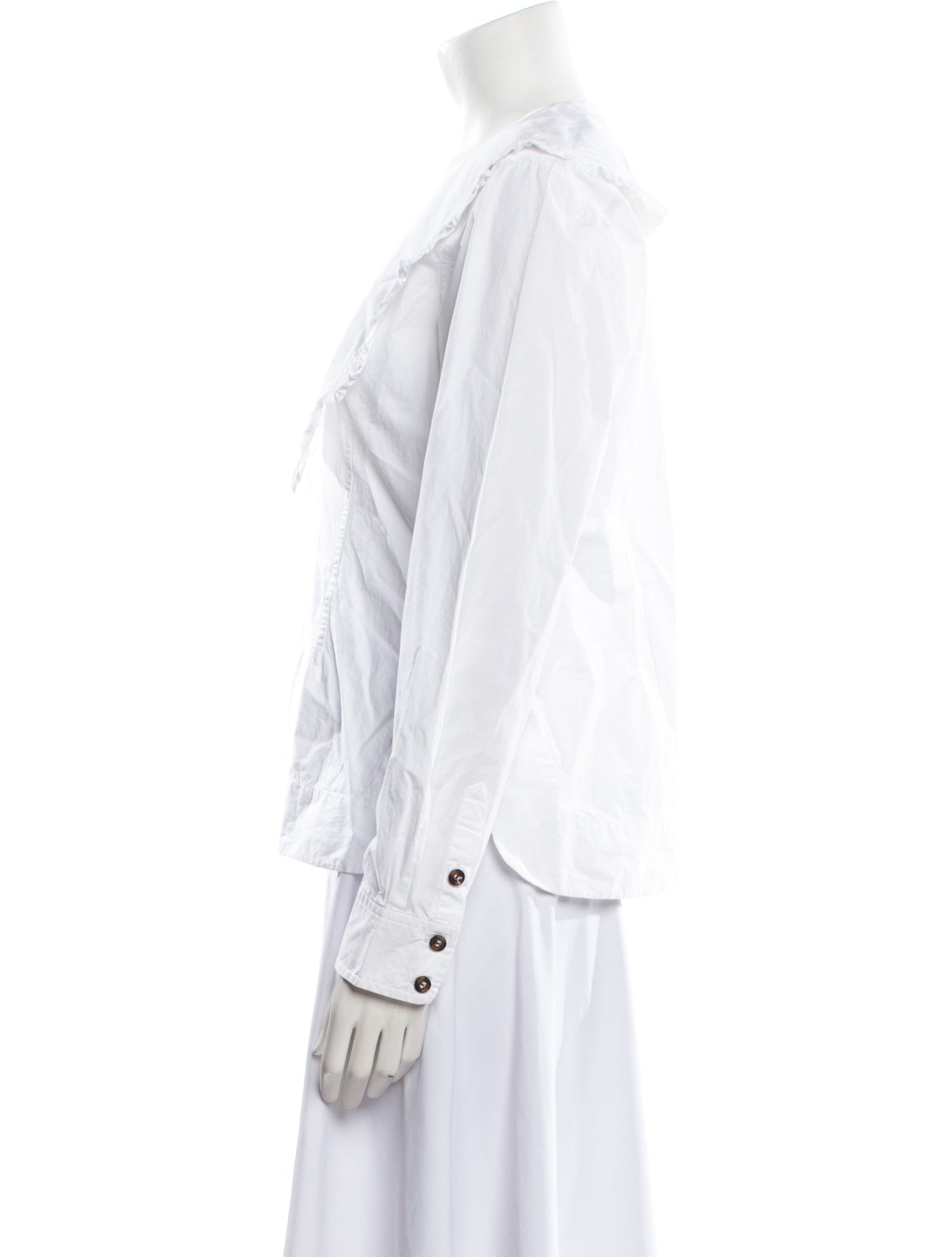 Ganni V-Neck Long Sleeve Button-Up Top