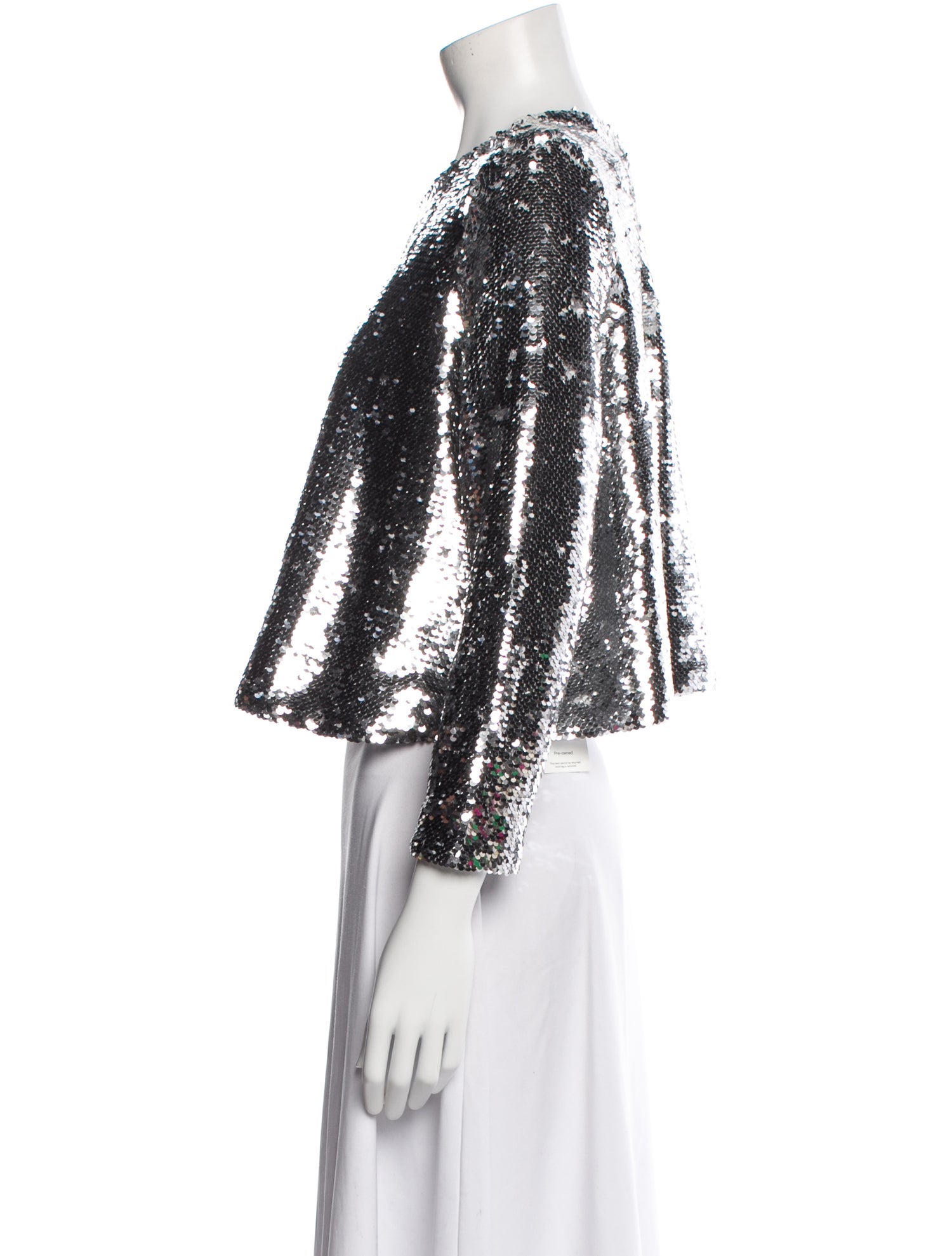 Ganni Crew Neck Three-Quarter Sleeve Top