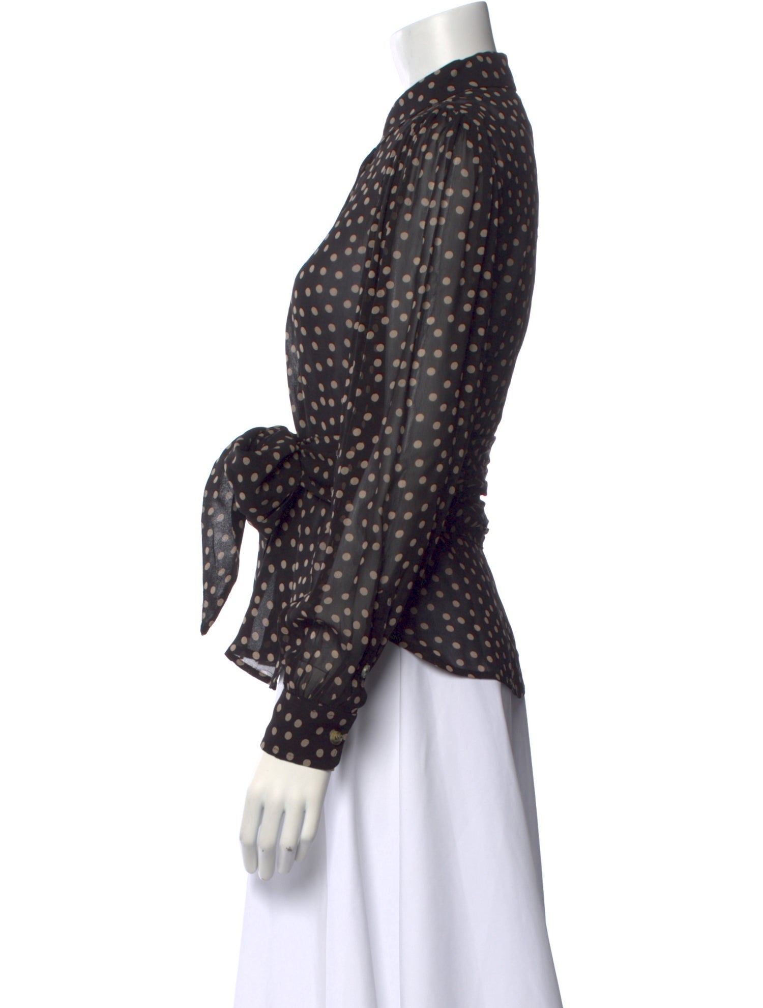 Ganni Polka Dot Print Long Sleeve Button-Up Top