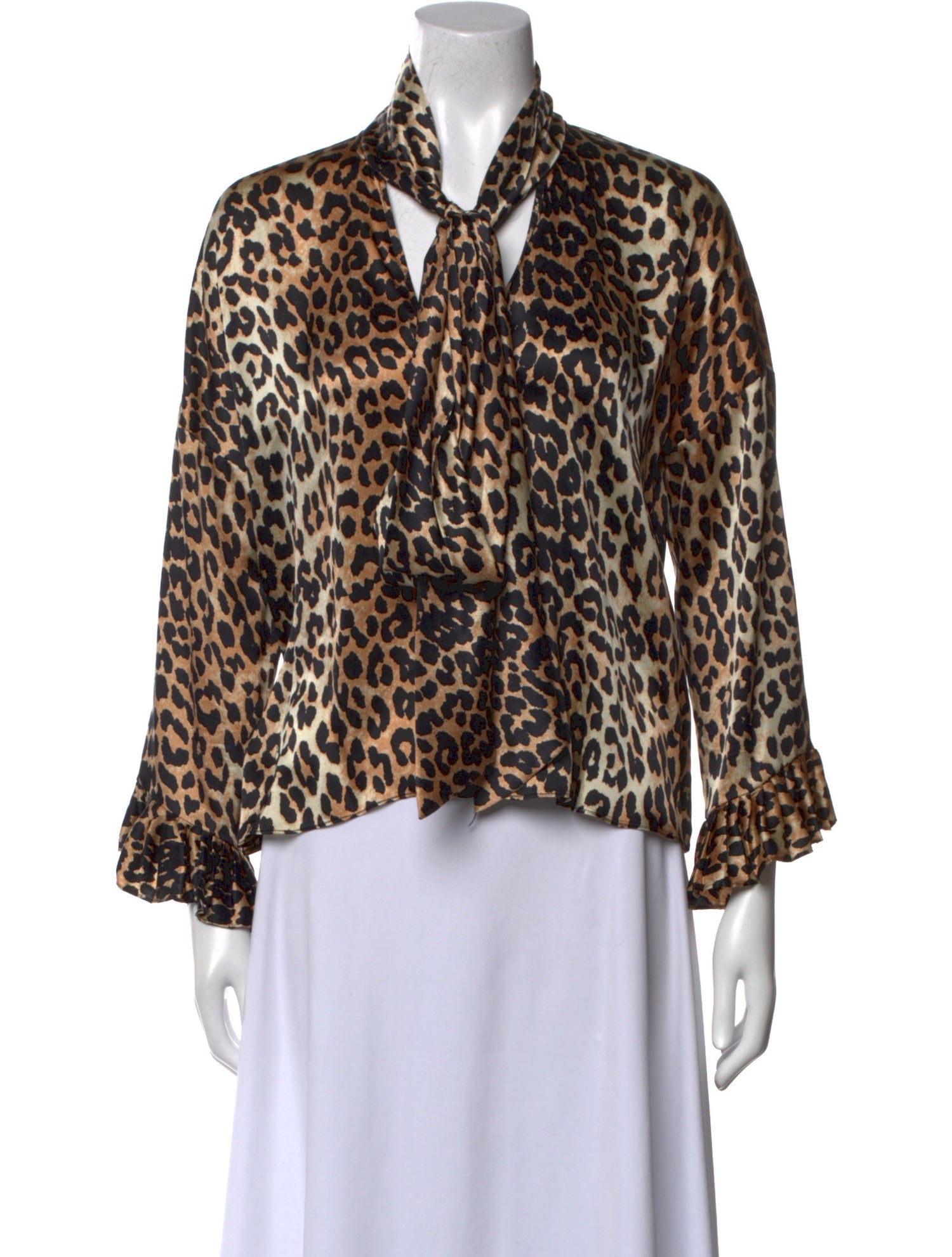 Ganni Silk Animal Print Blouse