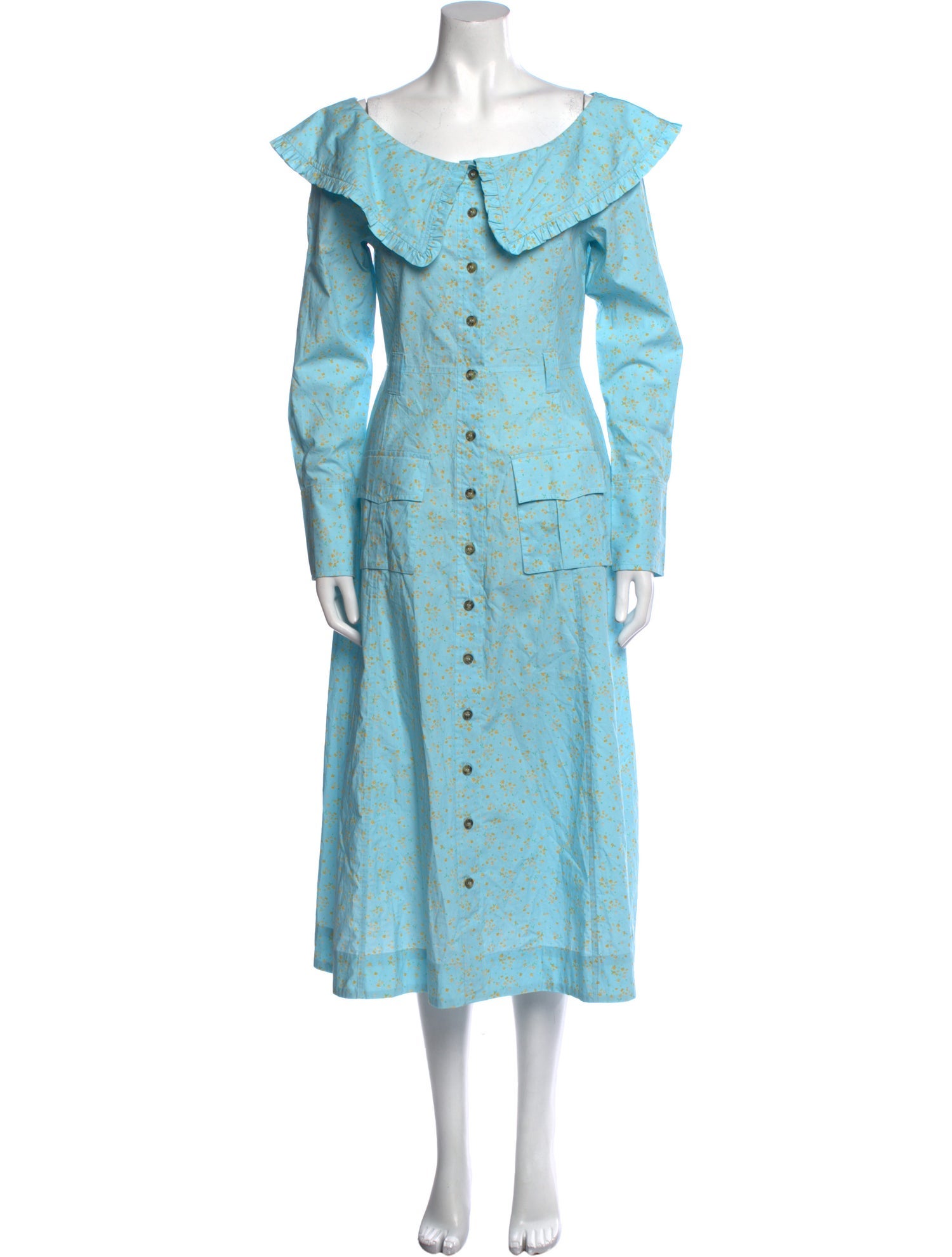 Ganni Floral Print Midi Length Dress w/ Tags