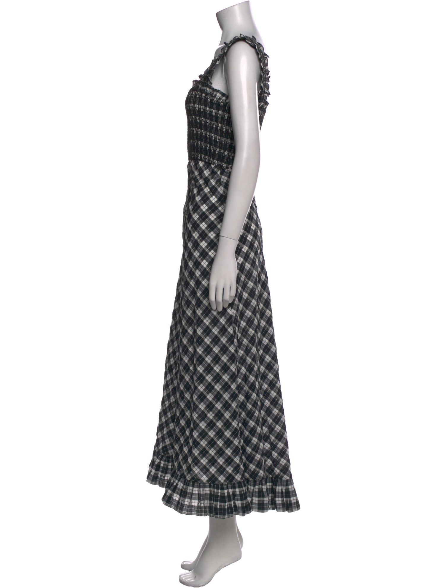 Ganni Plaid Print Long Dress
