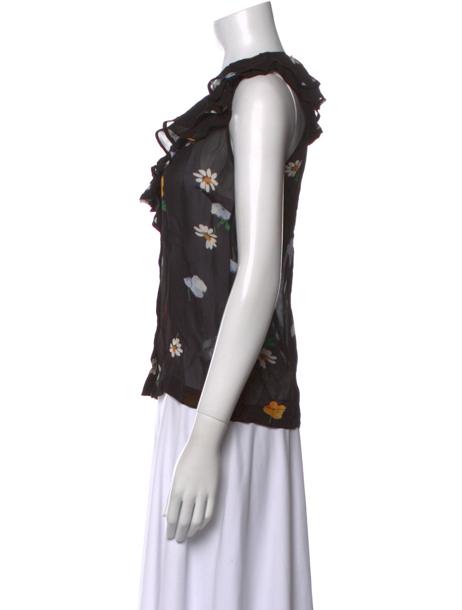 Ganni Floral Print V-Neck Top w/ Tags