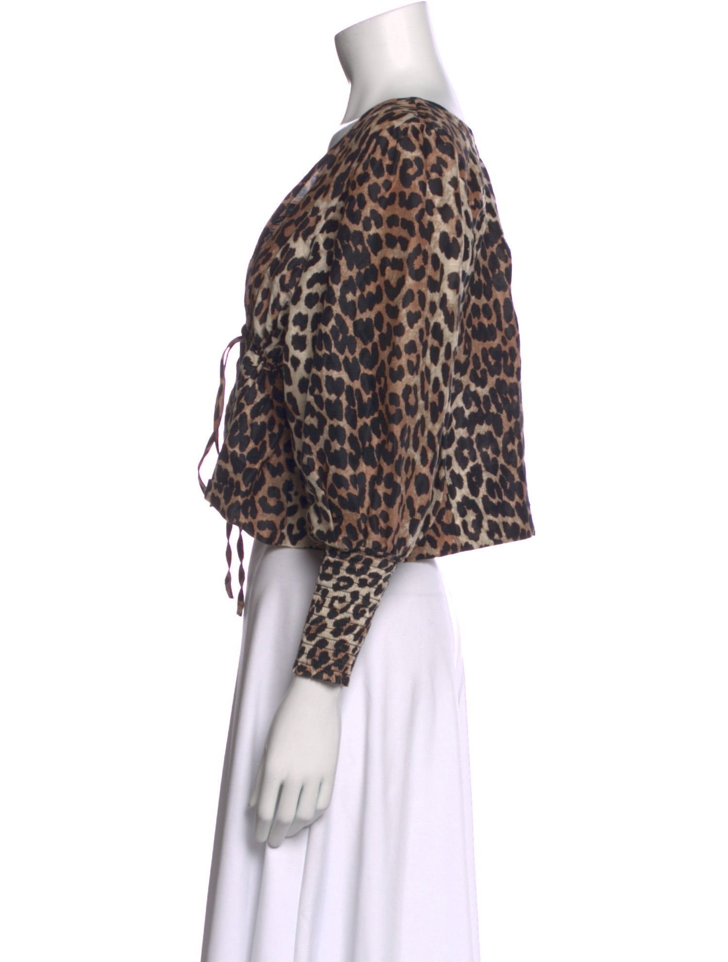 Ganni Linen Animal Print Crop Top