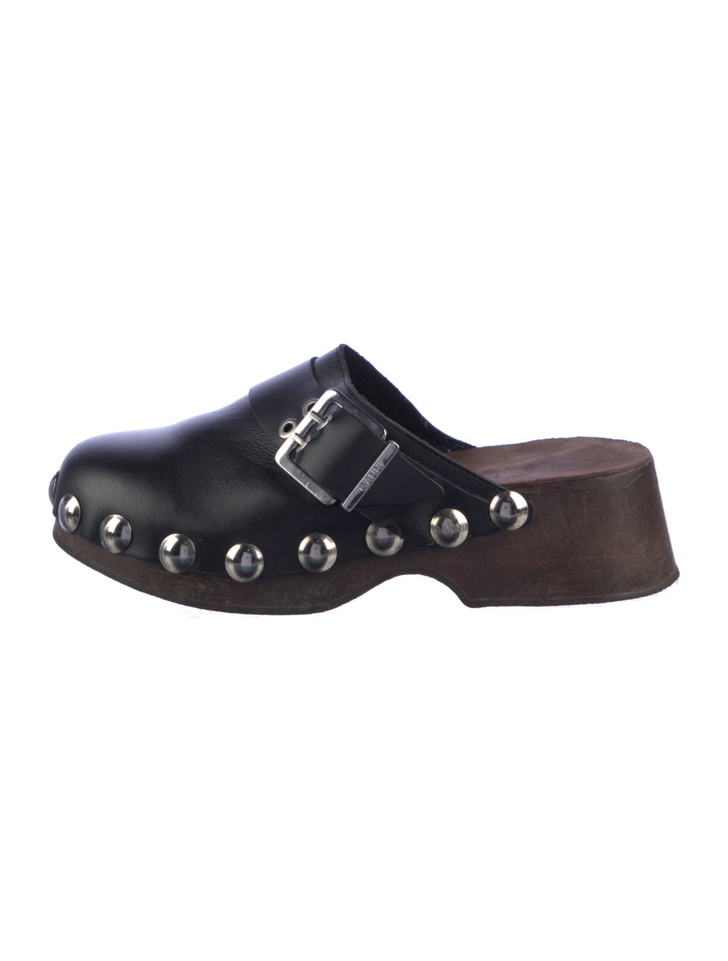Ganni Leather Studded Accents Mules