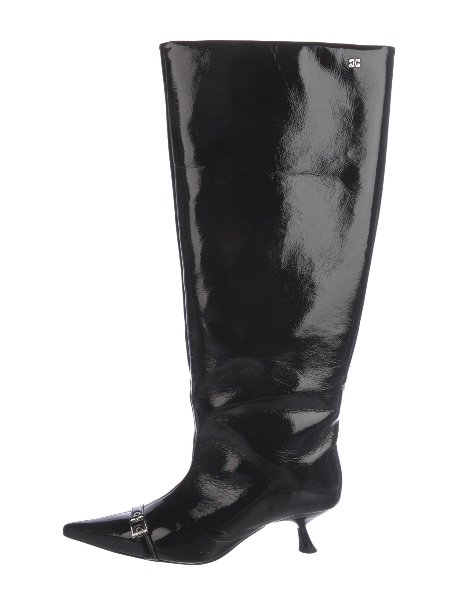 Ganni Patent Leather Lace-Up Boots