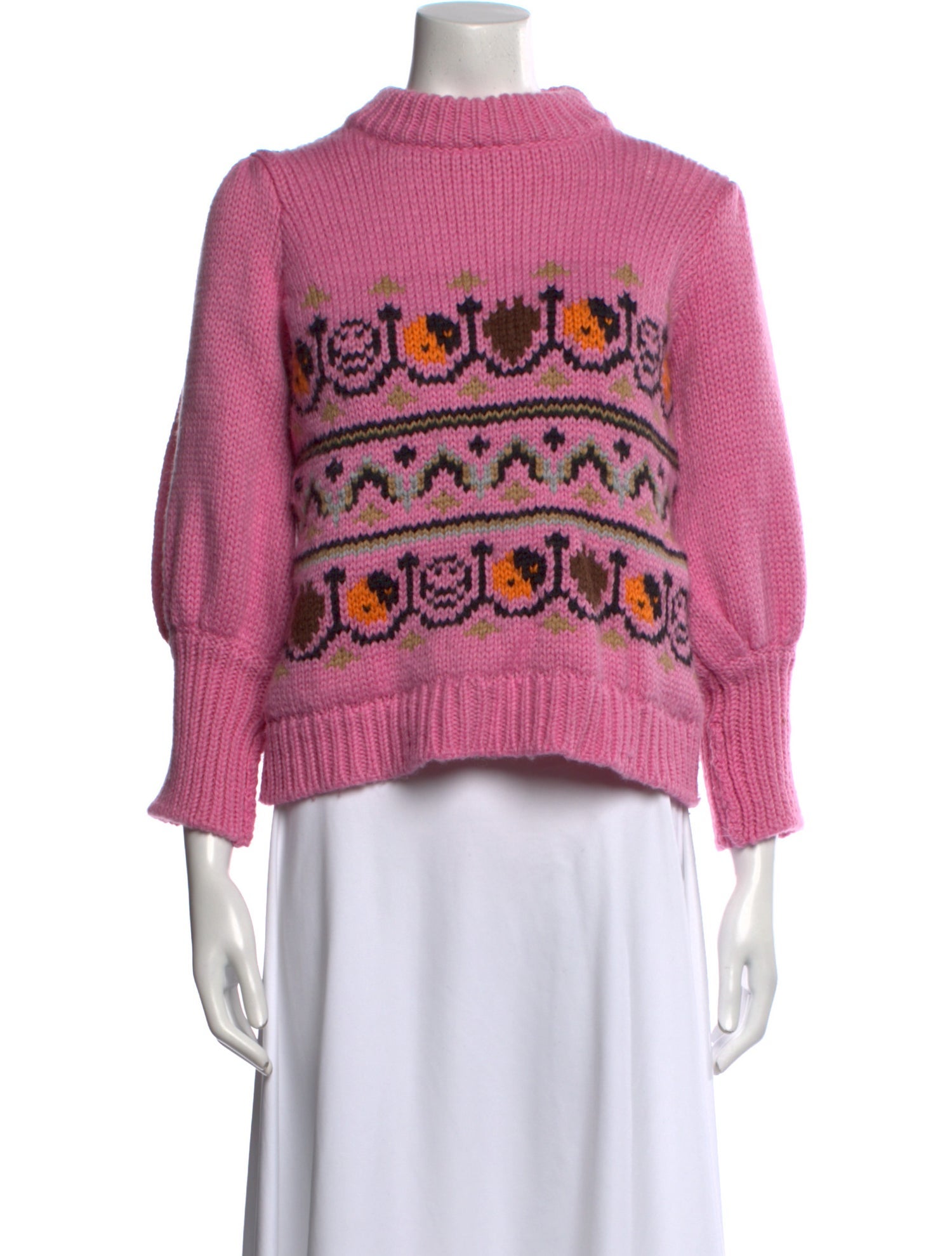 Ganni Merino Wool Graphic Print Sweater