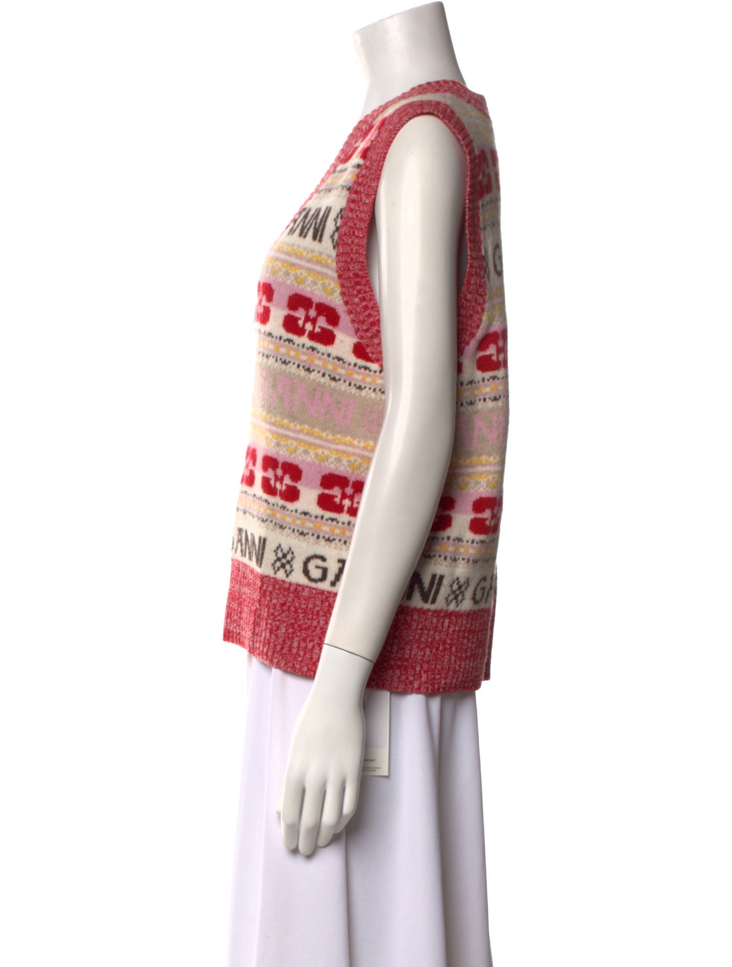 Ganni Printed V-Neck Sweater