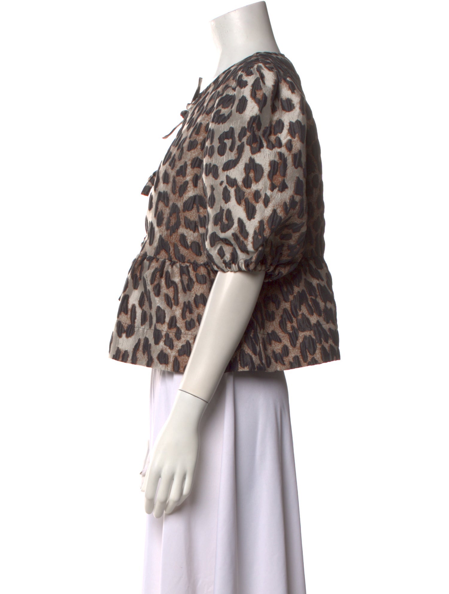 Ganni Animal Print Scoop Neck Crop Top