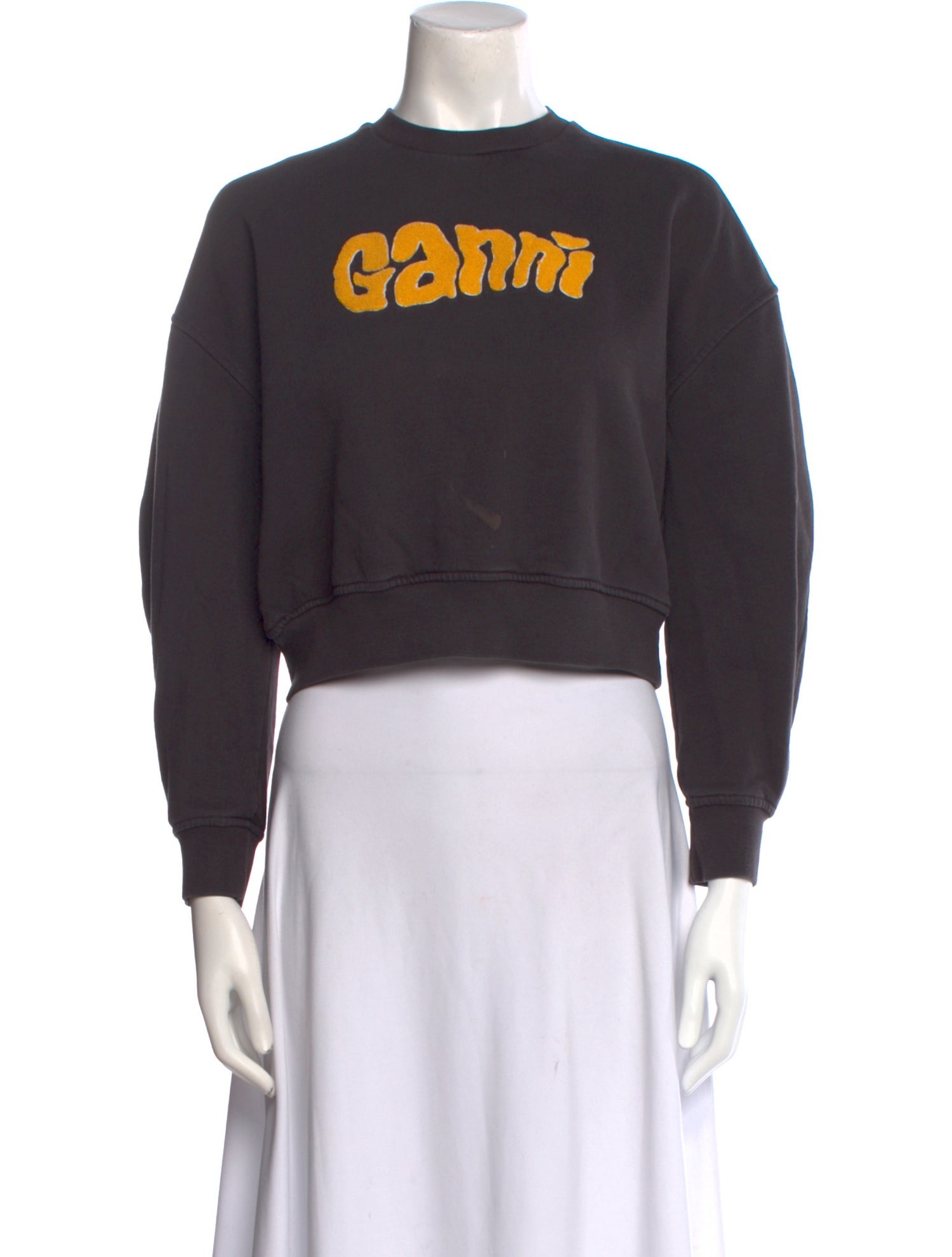 Ganni Graphic Print Mock Neck Sweatshirt