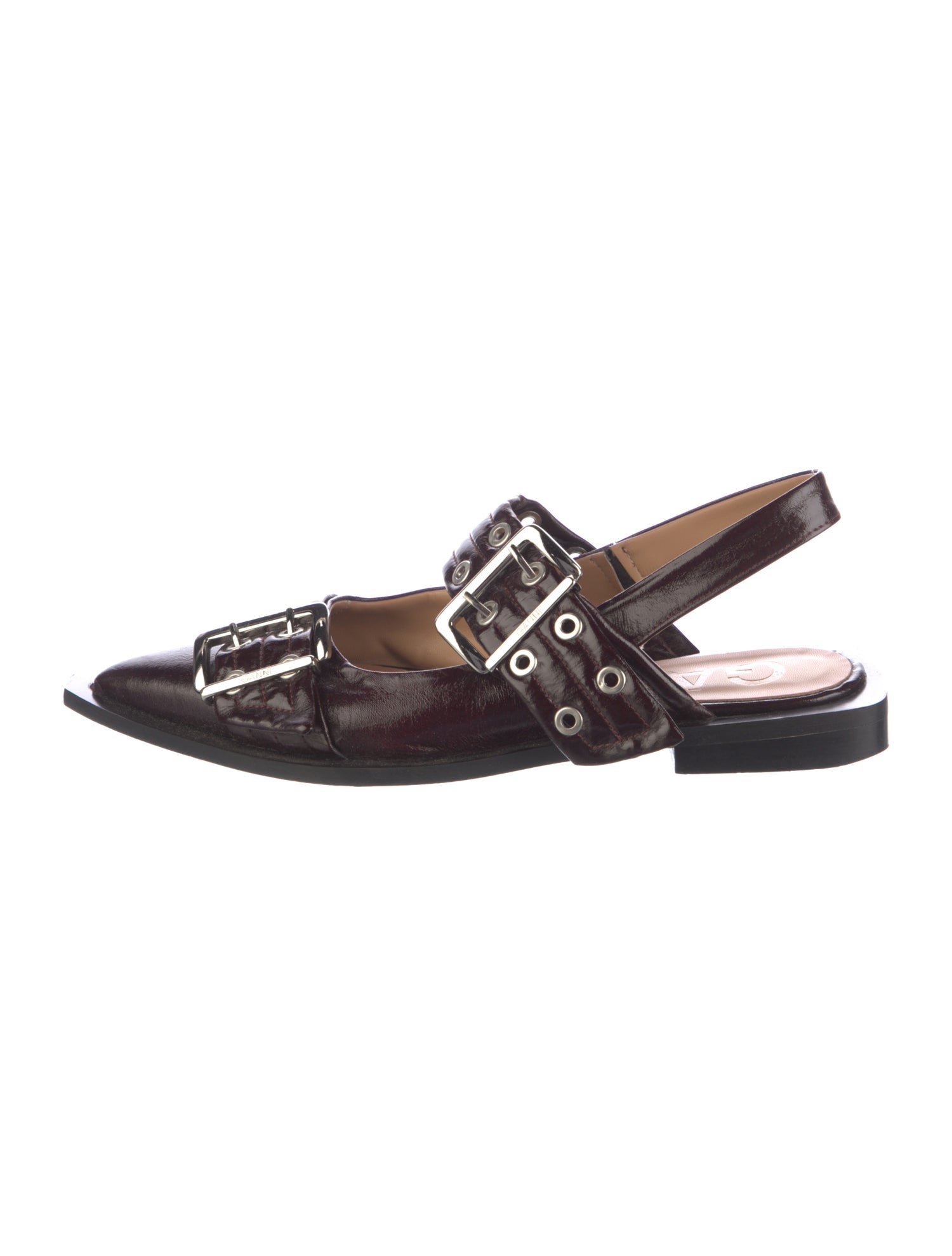 Ganni Patent Leather Slingback Flats
