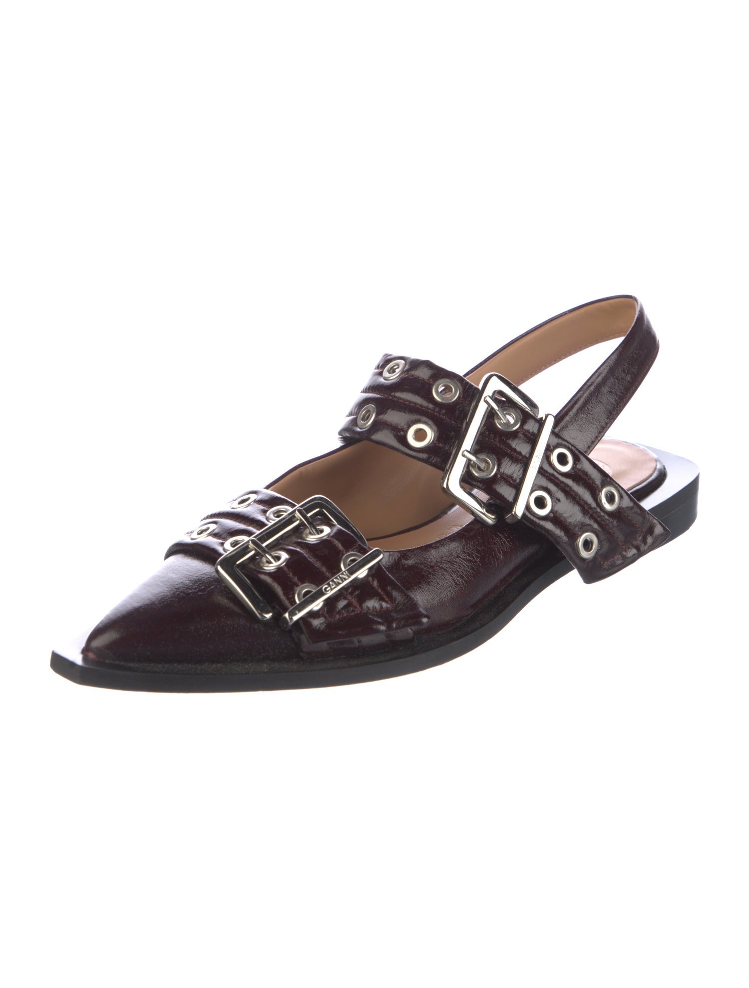 Ganni Patent Leather Slingback Flats