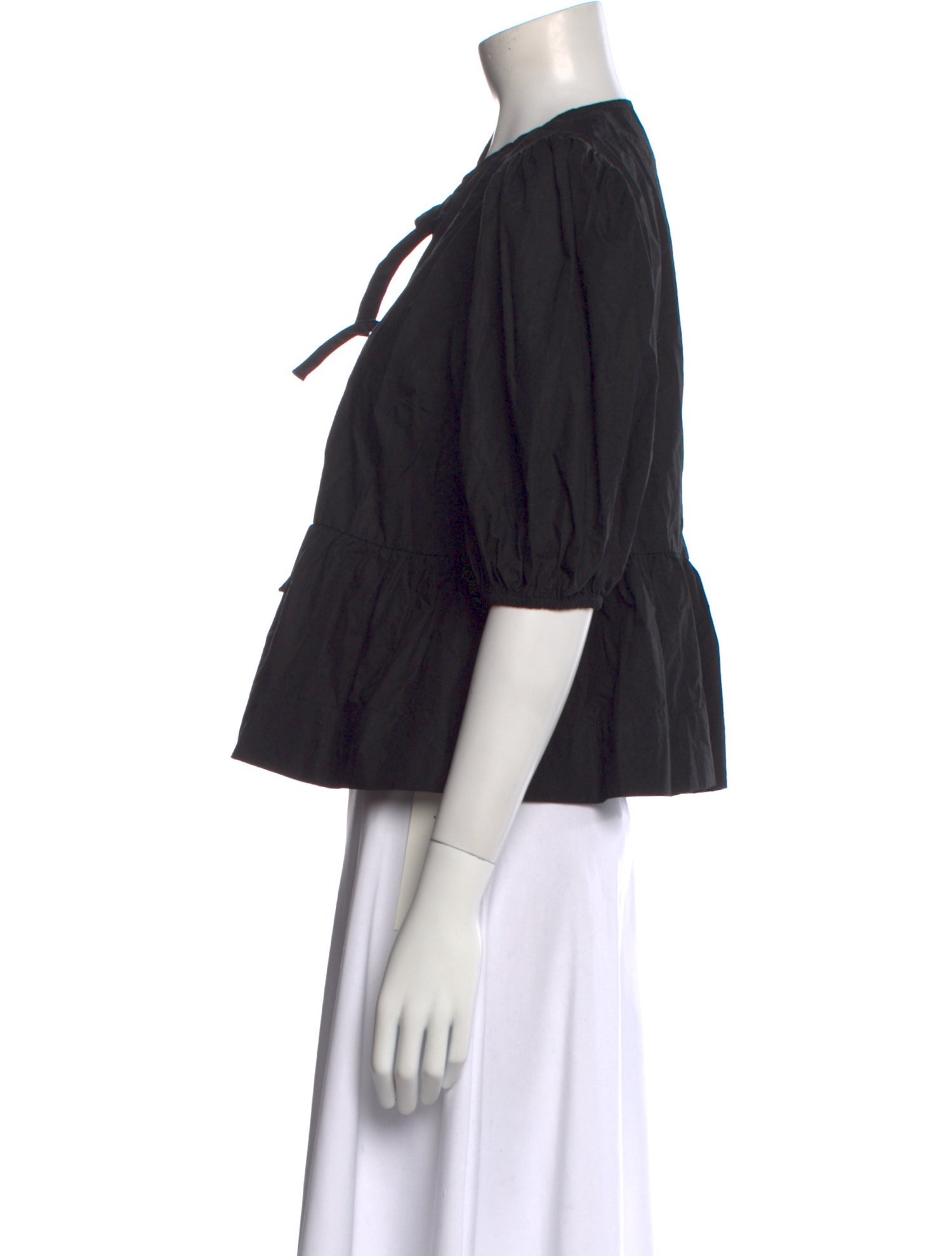 Ganni V-Neck Three-Quarter Sleeve Crop Top