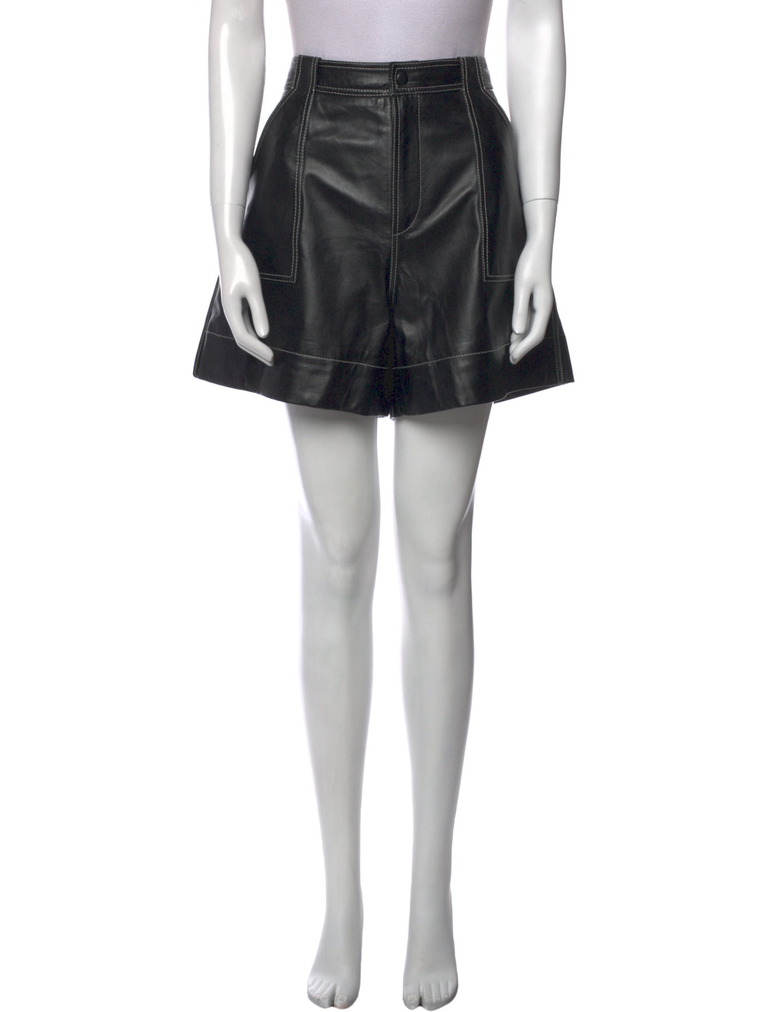 Ganni Lamb Leather Mini Shorts