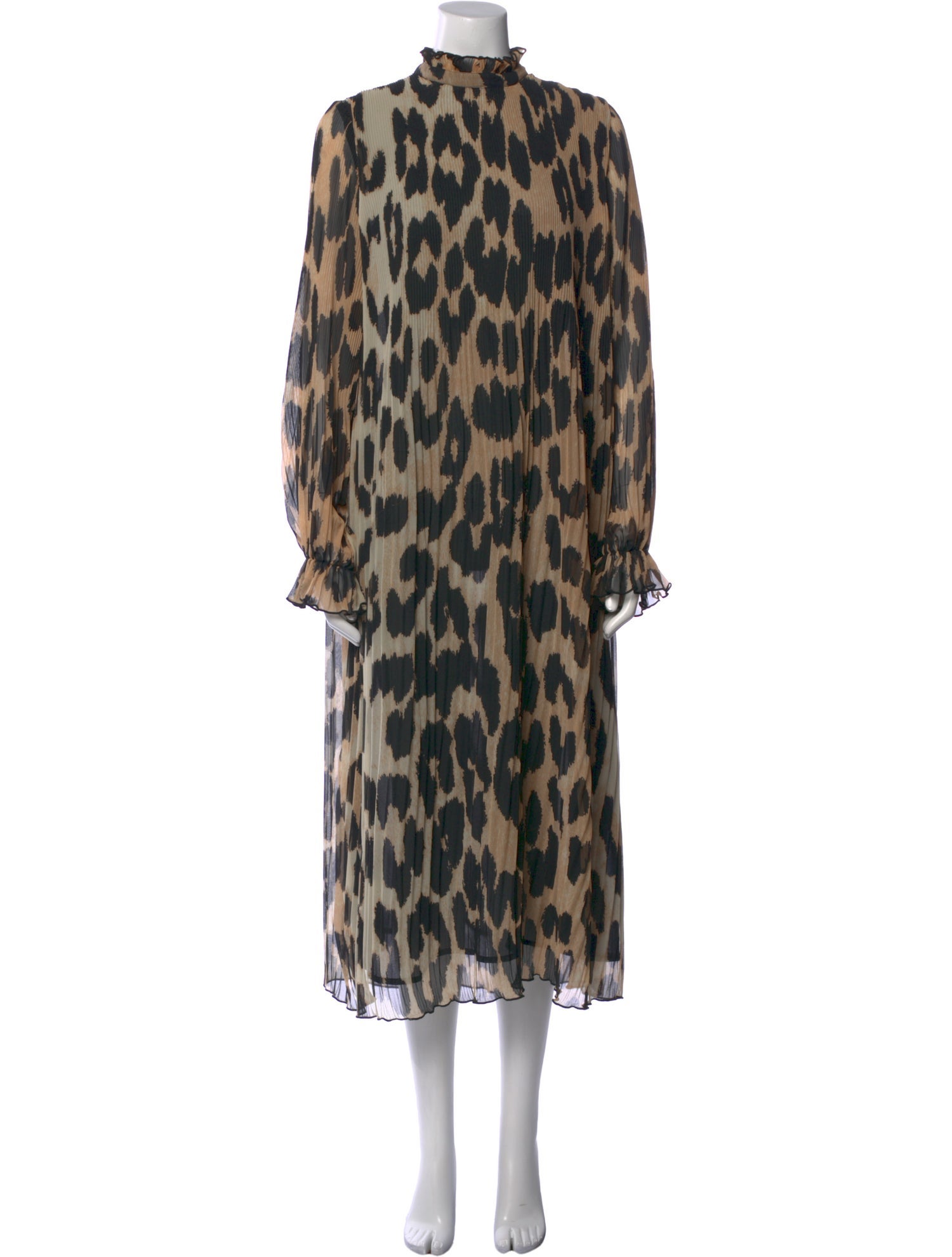 Ganni Animal Print Midi Length Dress