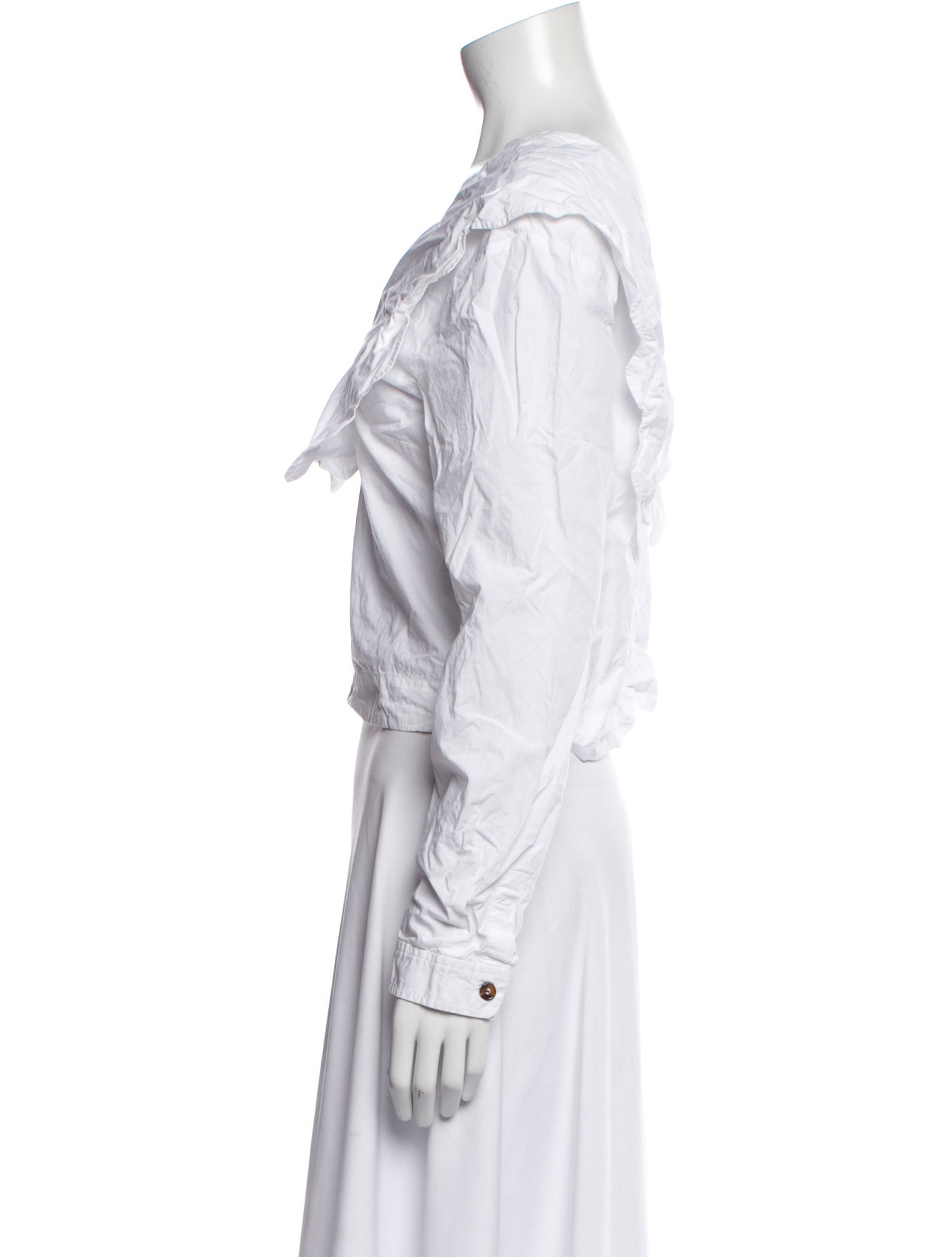 Ganni V-Neck Long Sleeve Crop Top