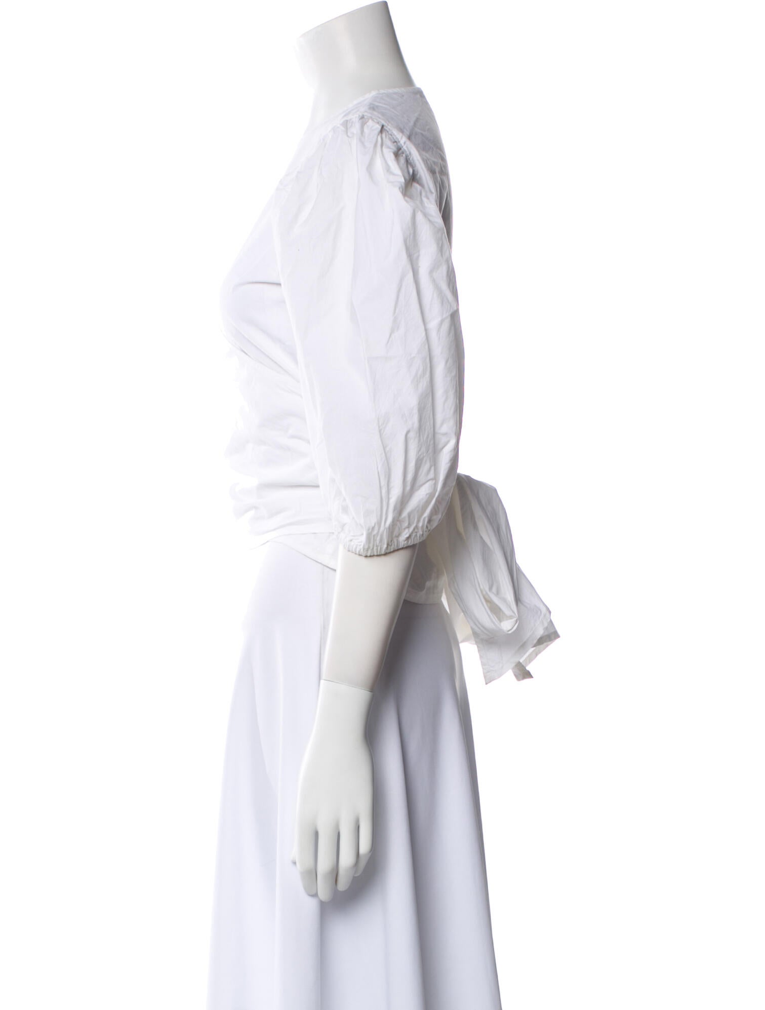 Ganni V-Neck Three-Quarter Sleeve Crop Top