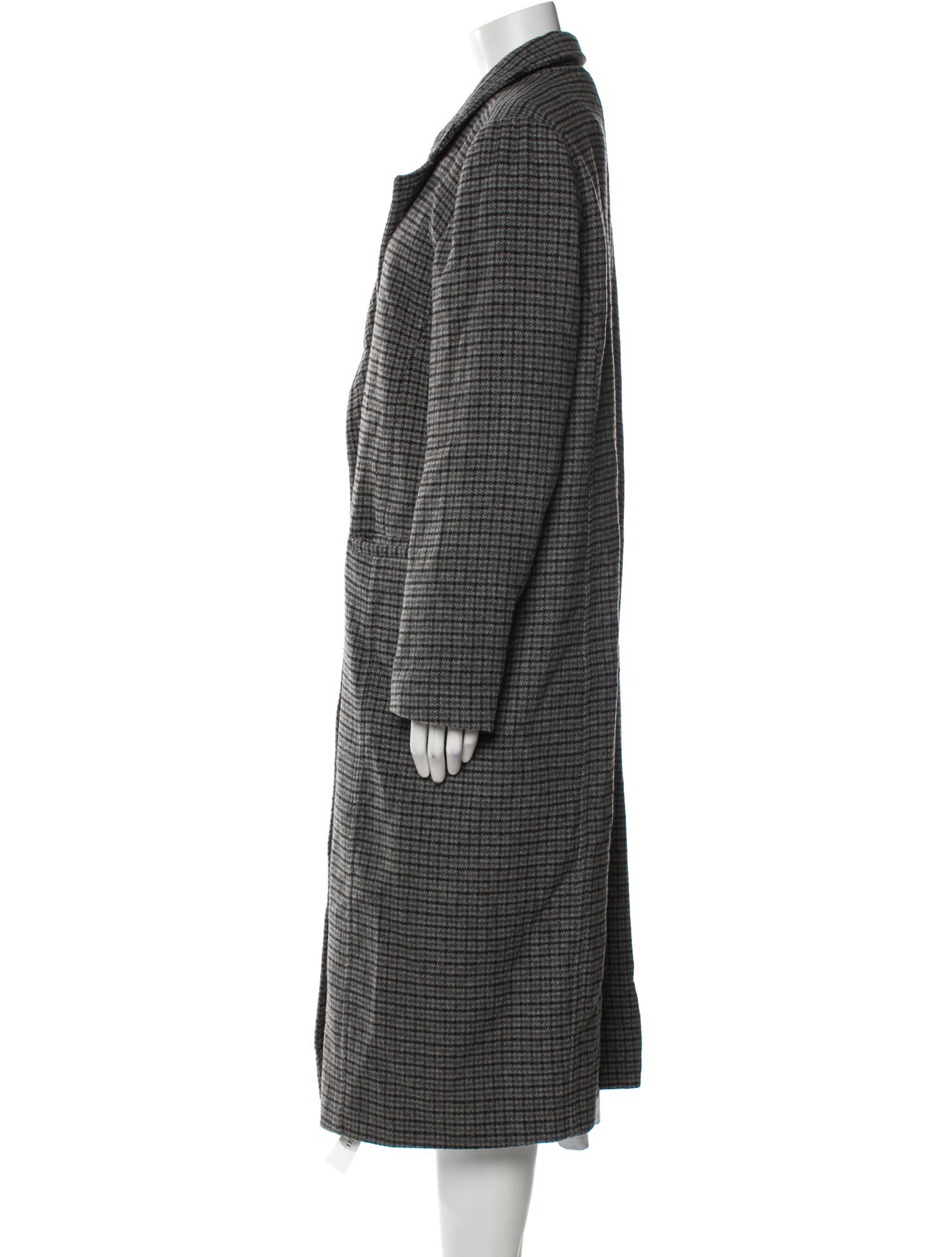 Ganni Wool Houndstooth Print Coat
