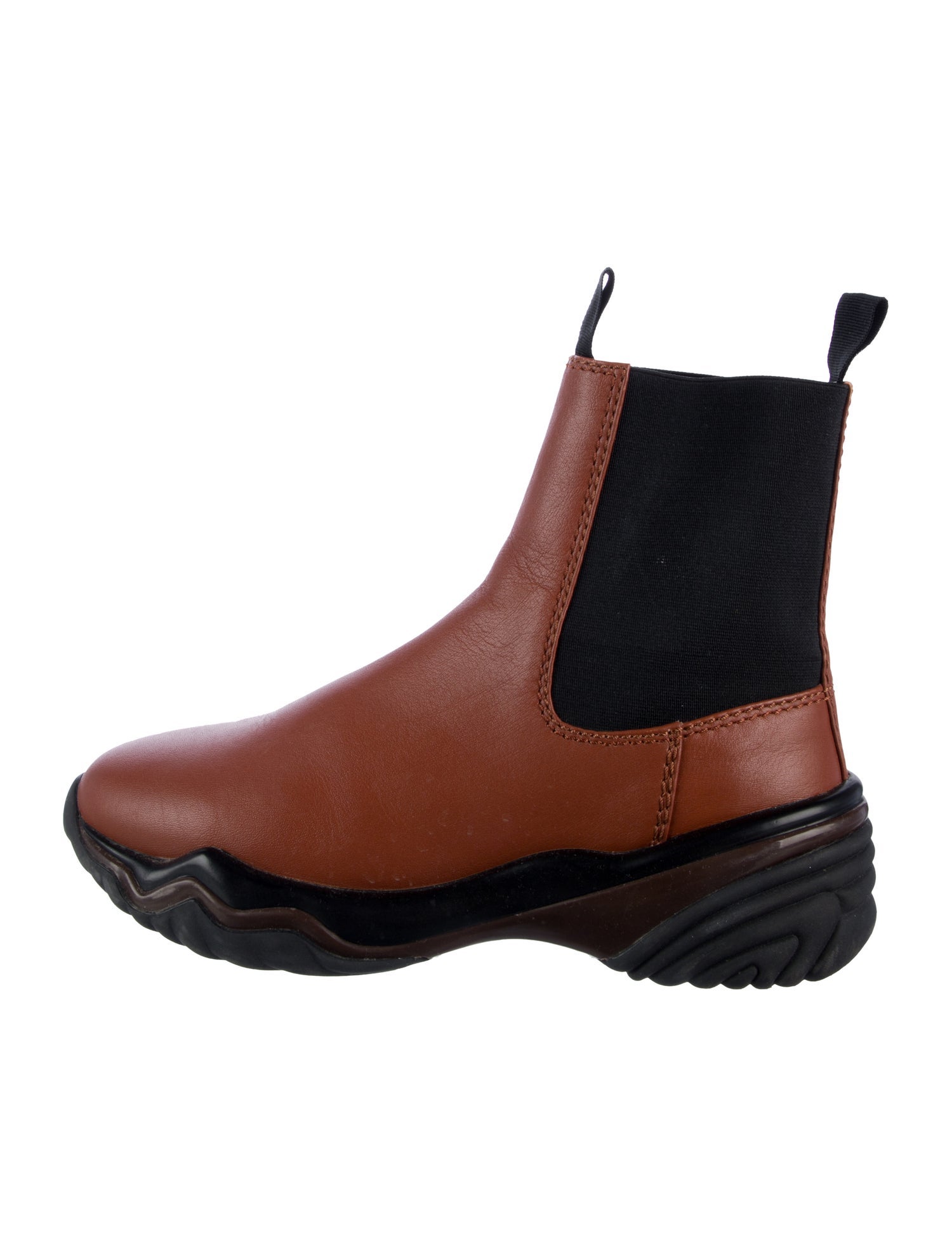 Ganni Leather Colorblock Pattern Chelsea Boots