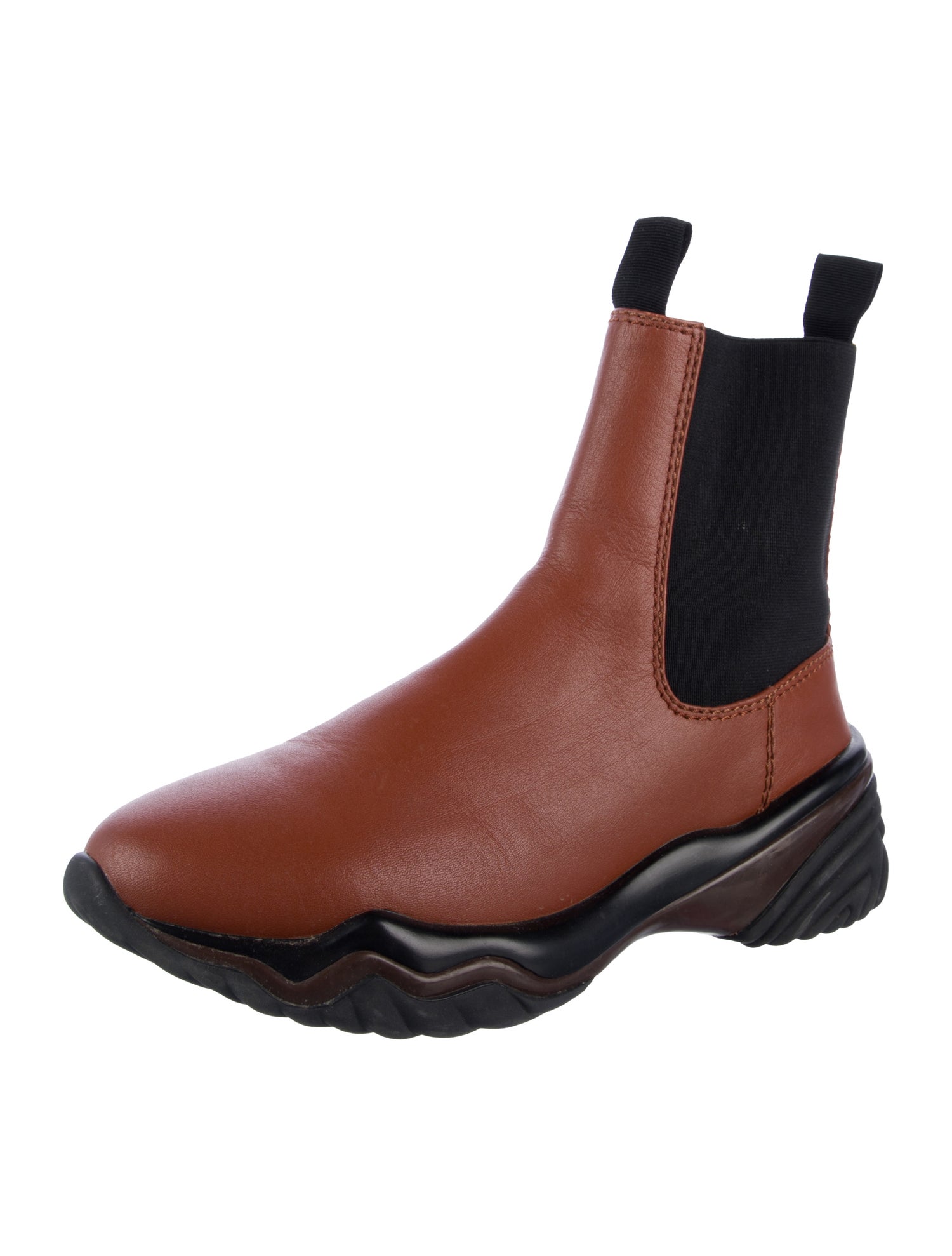 Ganni Leather Colorblock Pattern Chelsea Boots