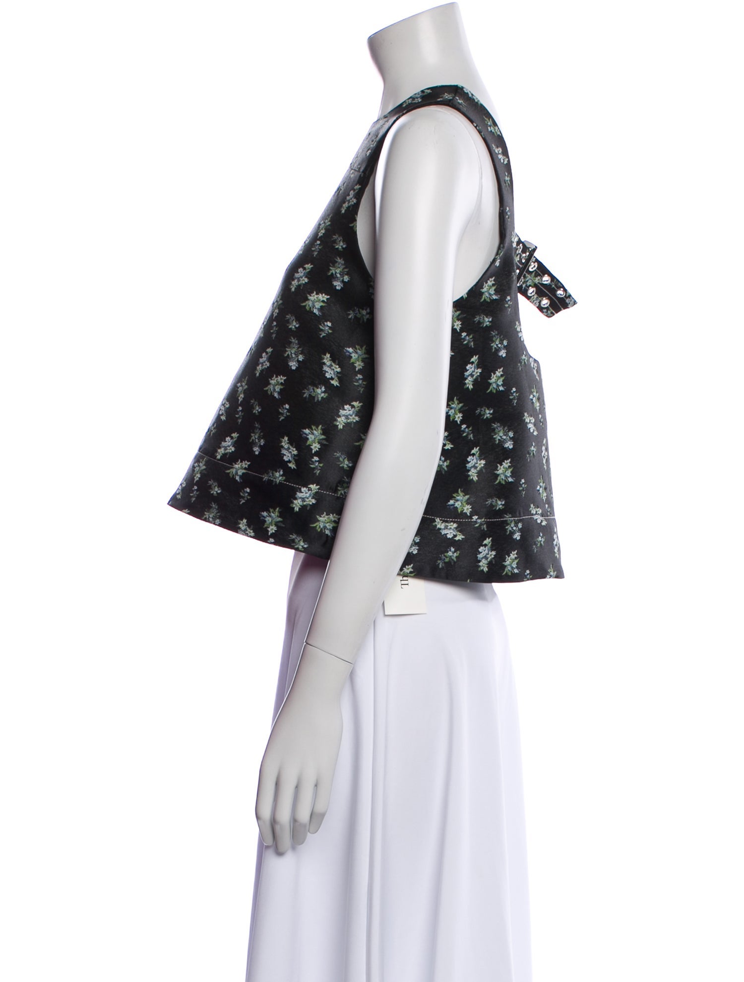 Ganni Floral Print Crew Neck Crop Top