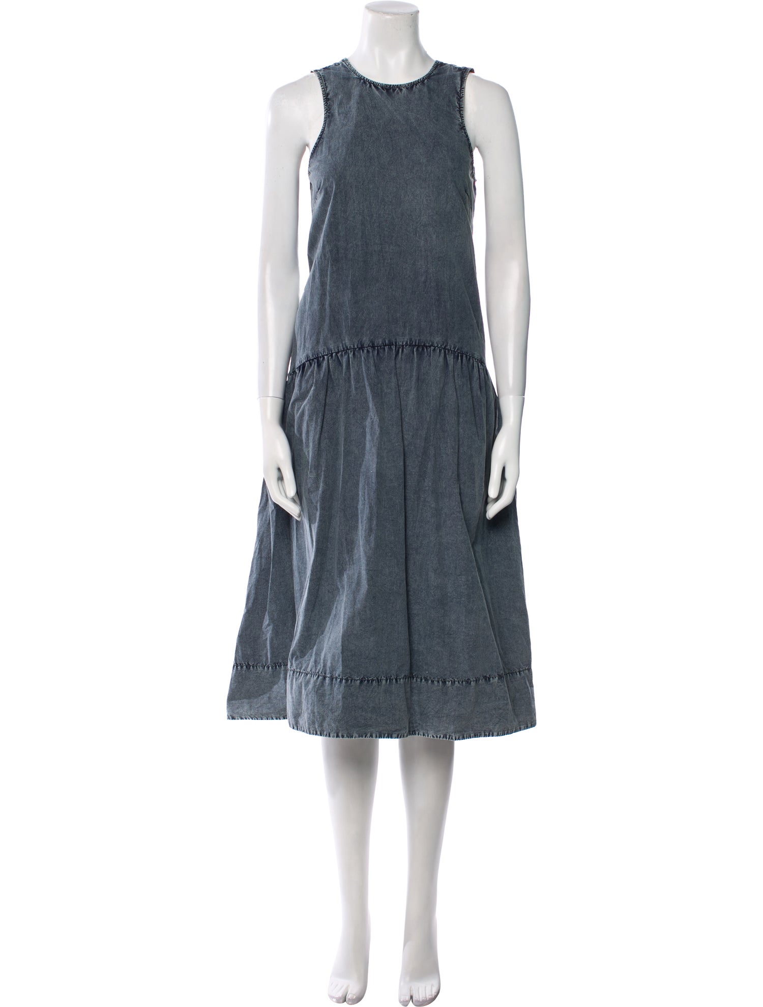 Ganni Crew Neck Midi Length Dress