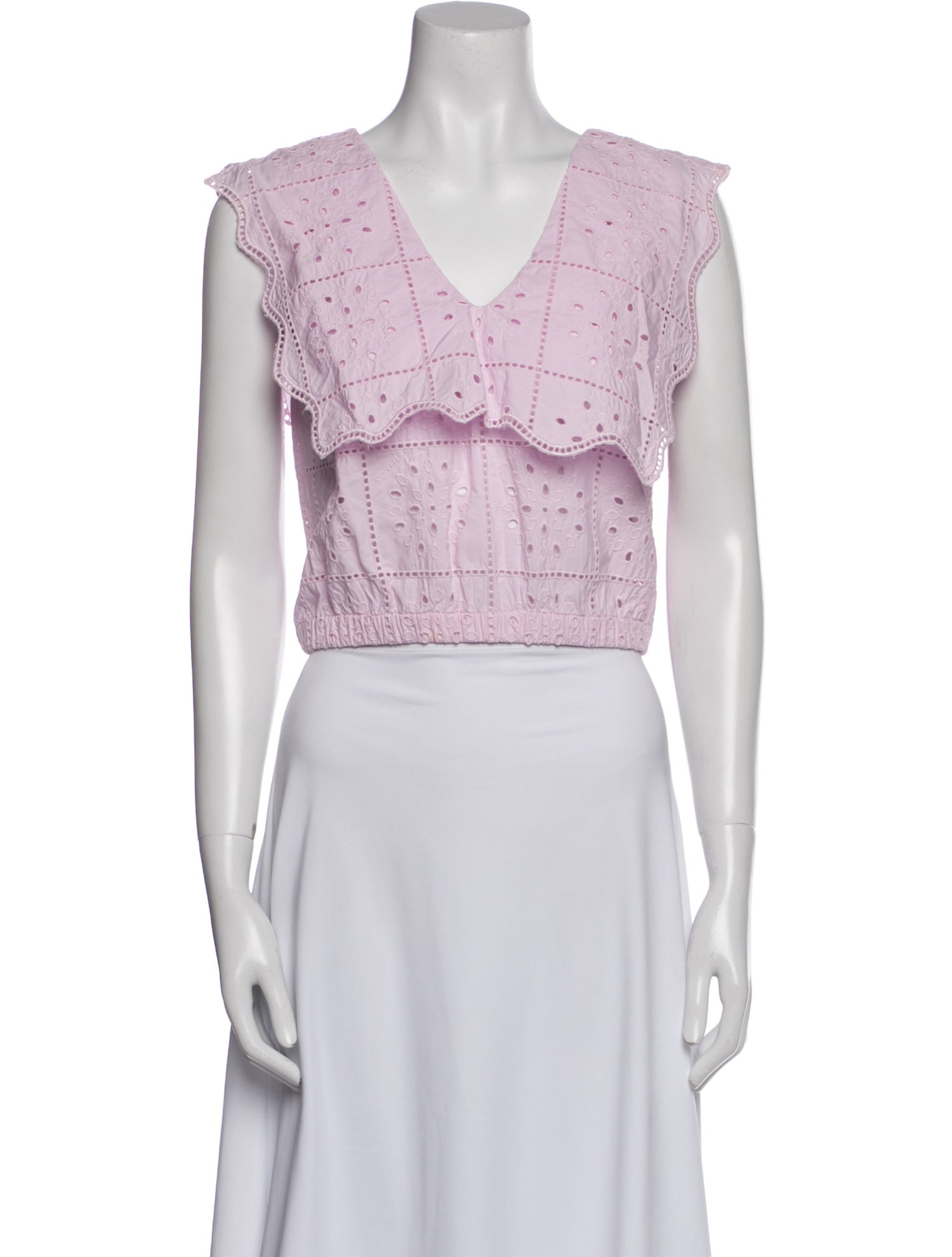 Ganni Printed V-Neck Crop Top