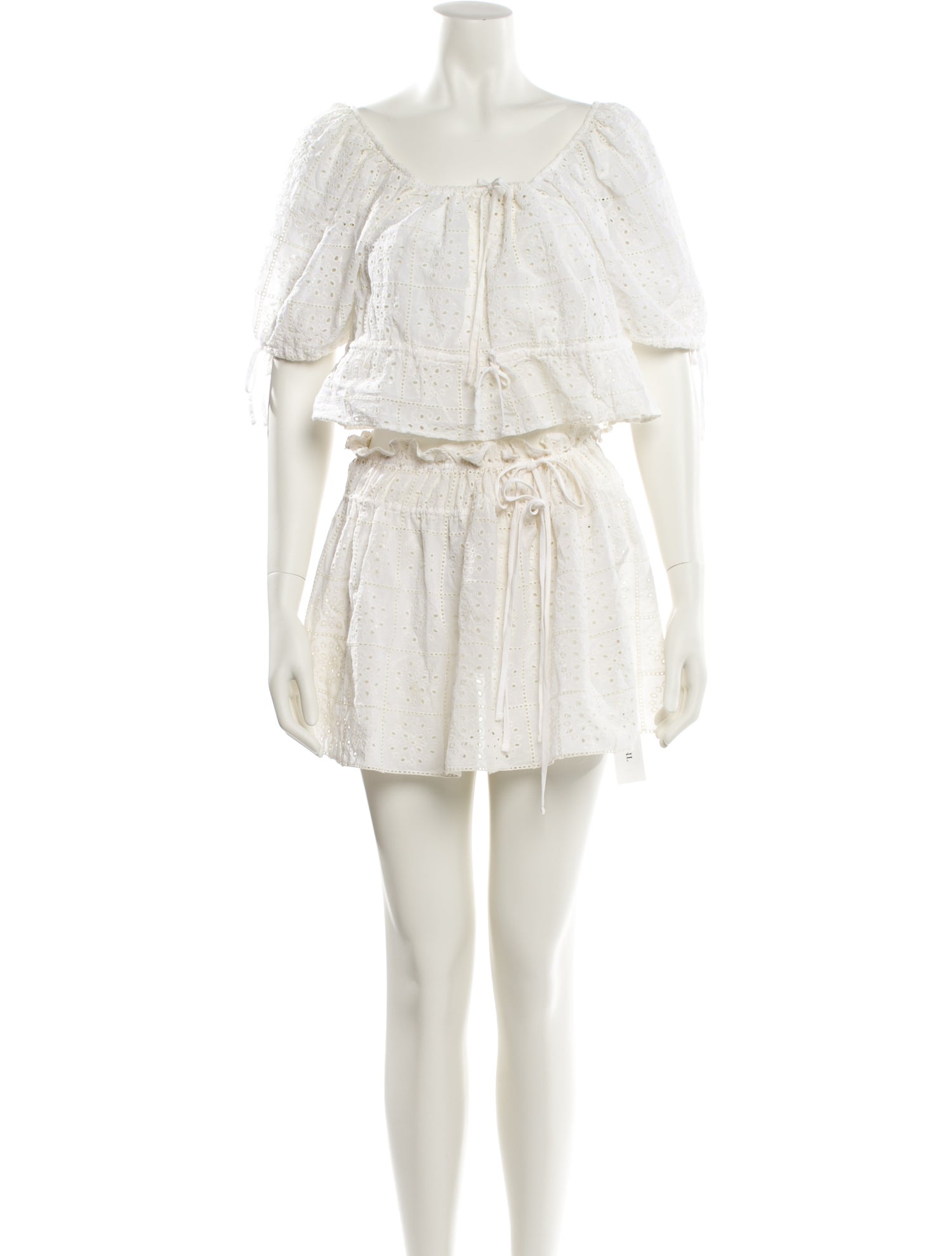 Ganni Lace Pattern Eyelet Trim Skirt Set