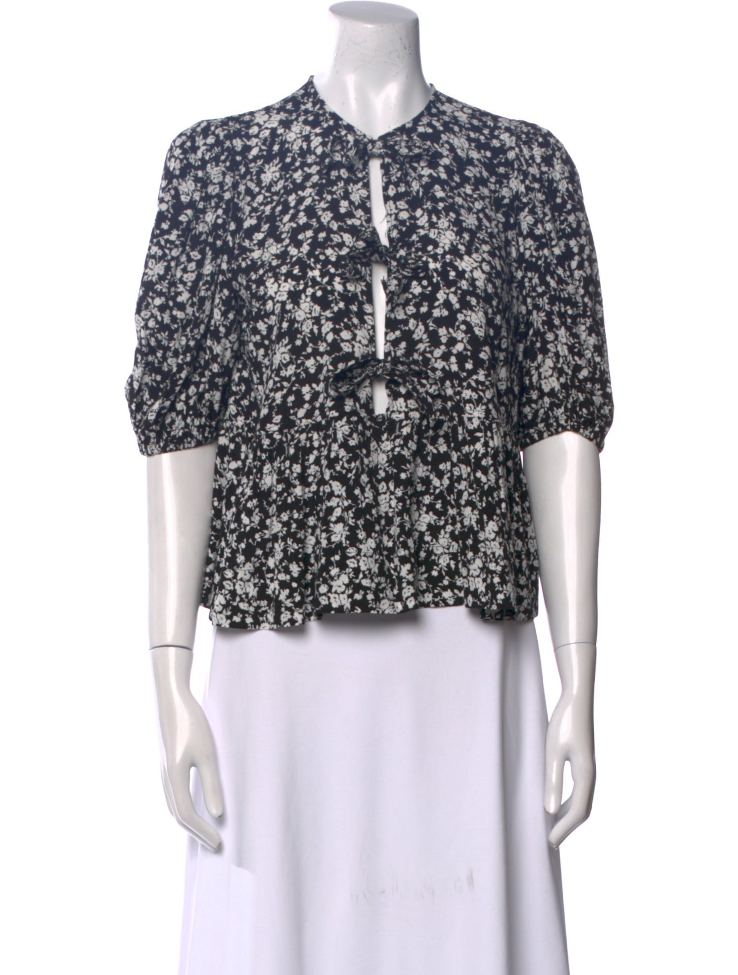 Ganni Floral Print V-Neck Blouse w/ Tags