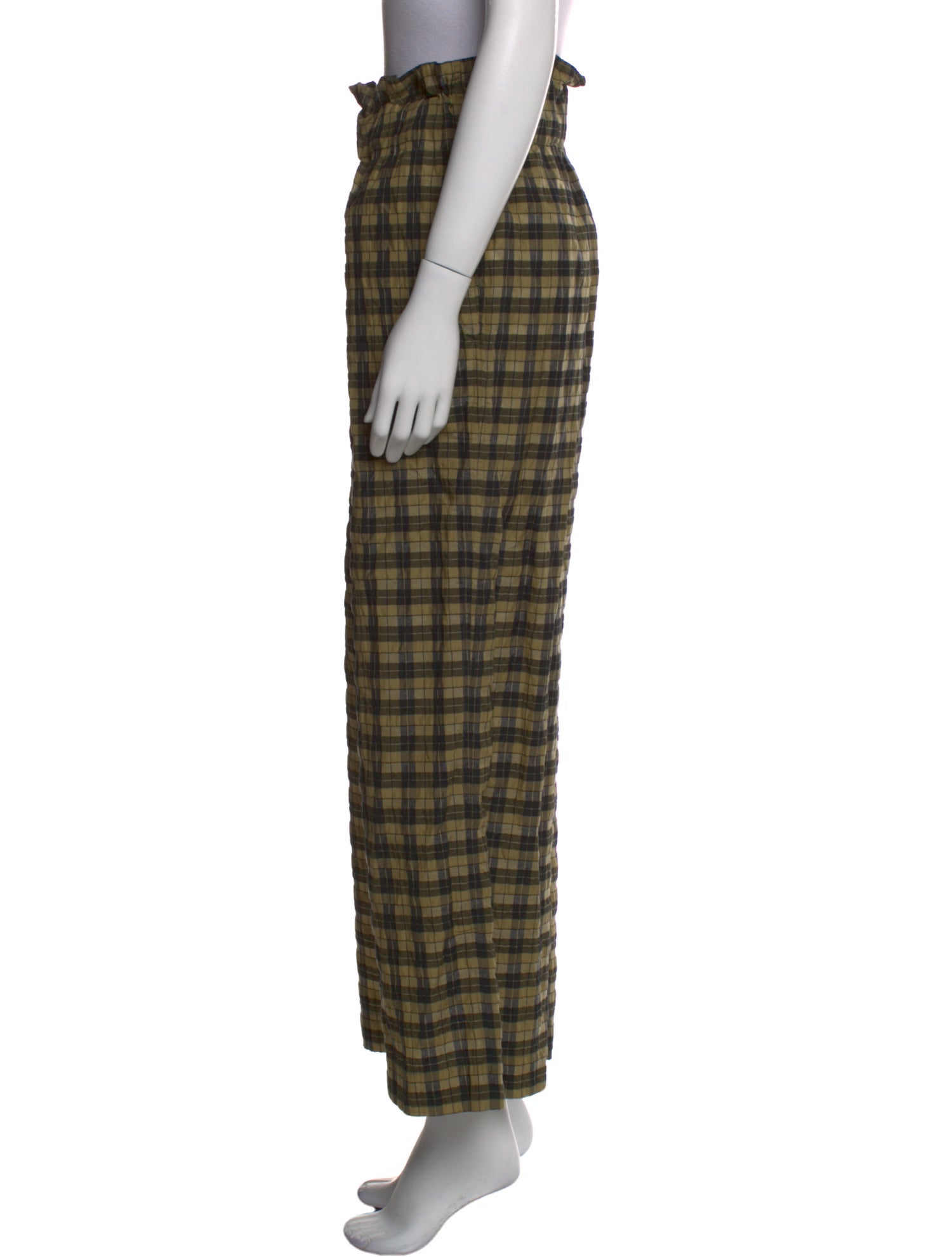 Ganni Plaid Print Straight Leg Pants