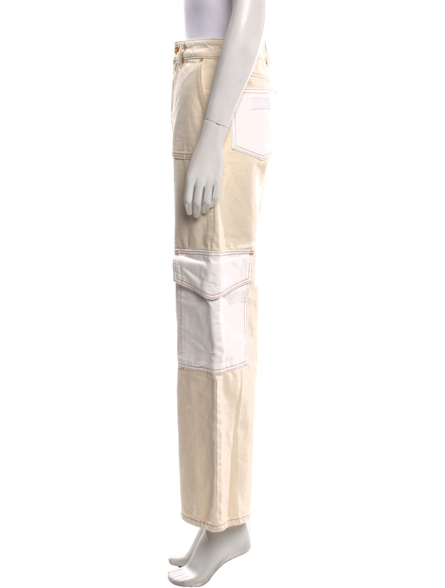 Ganni Colorblock Pattern Wide Leg Pants