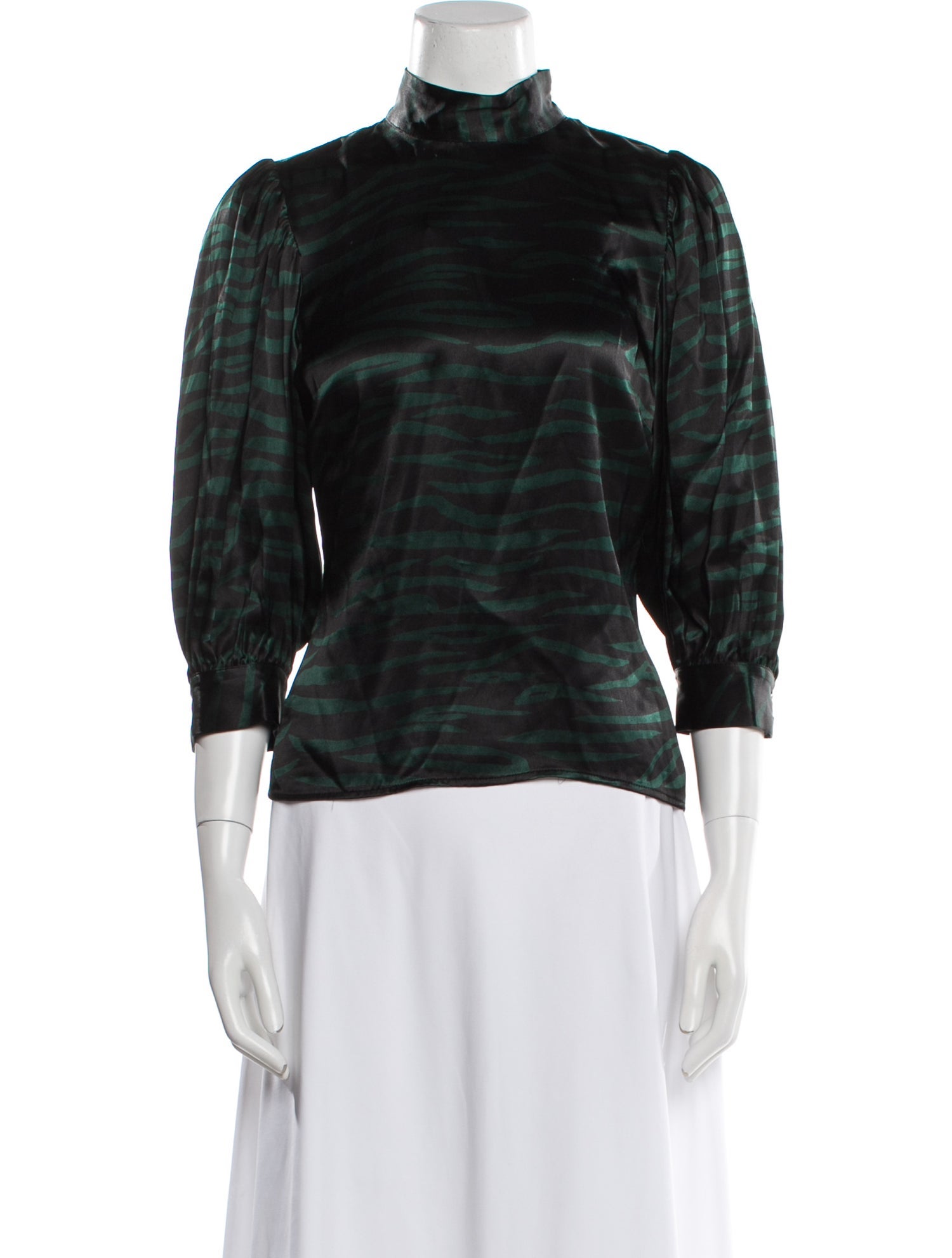 Ganni Animal Print Mock Neck Blouse w/ Tags