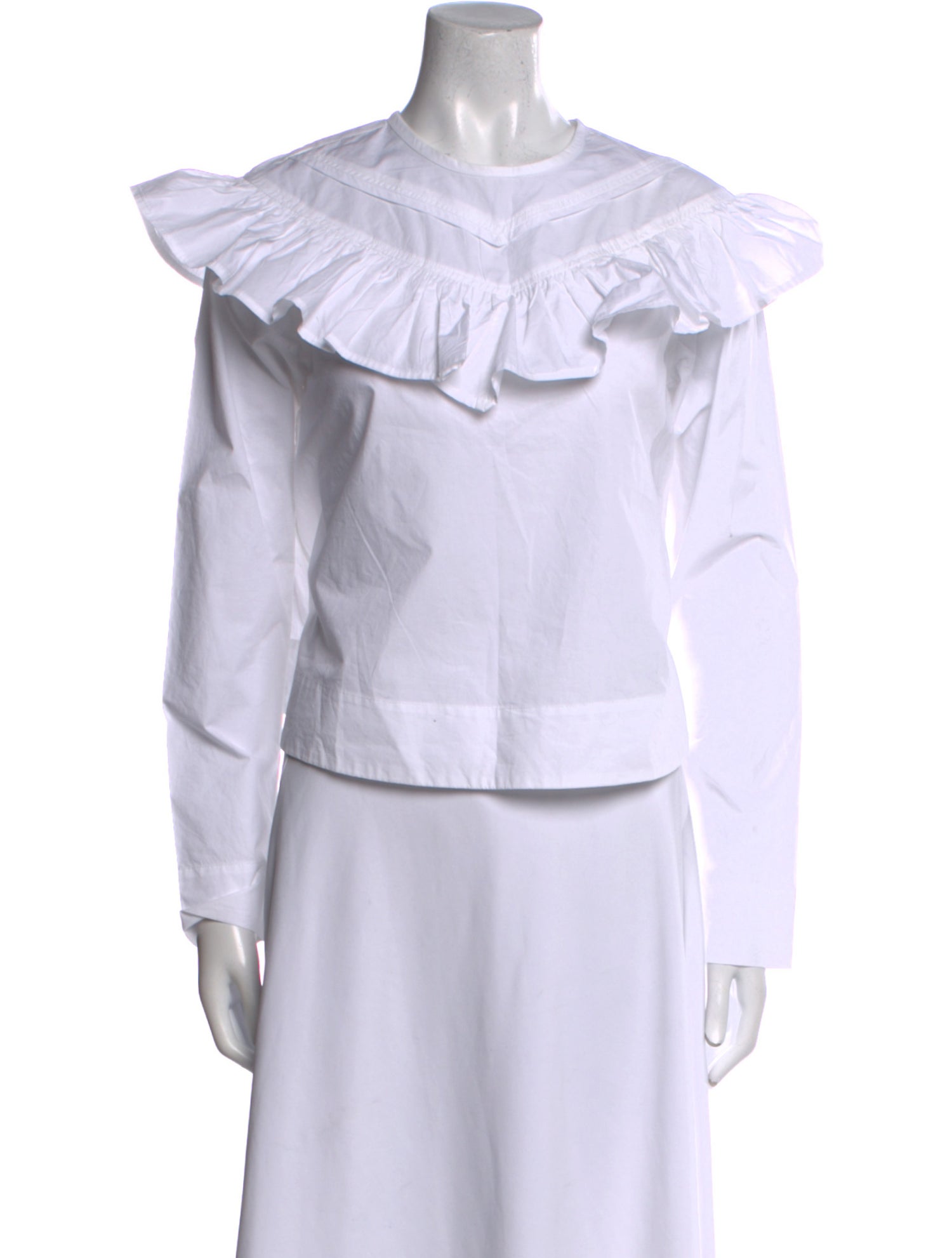 Ganni Mock Neck Long Sleeve Blouse