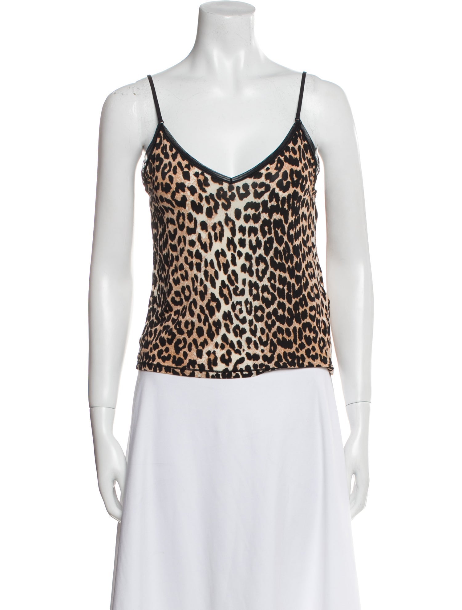 Ganni Animal Print V-Neck Top