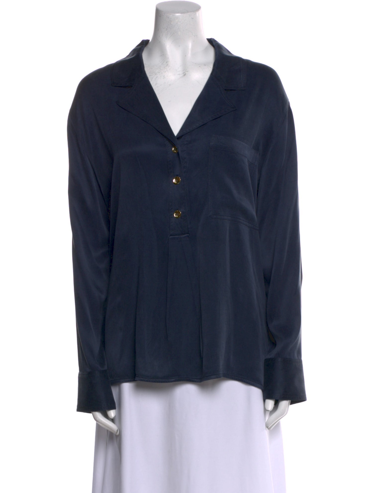 Ganni Long Sleeve Button-Up Top