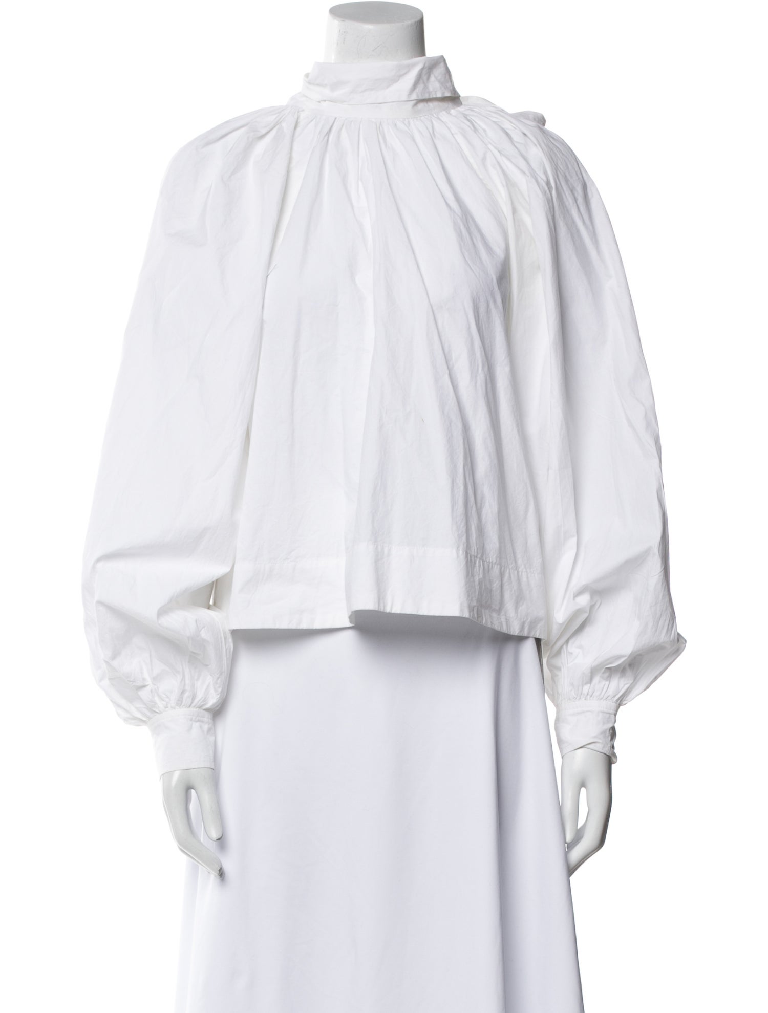 Ganni Mock Neck Long Sleeve Crop Top